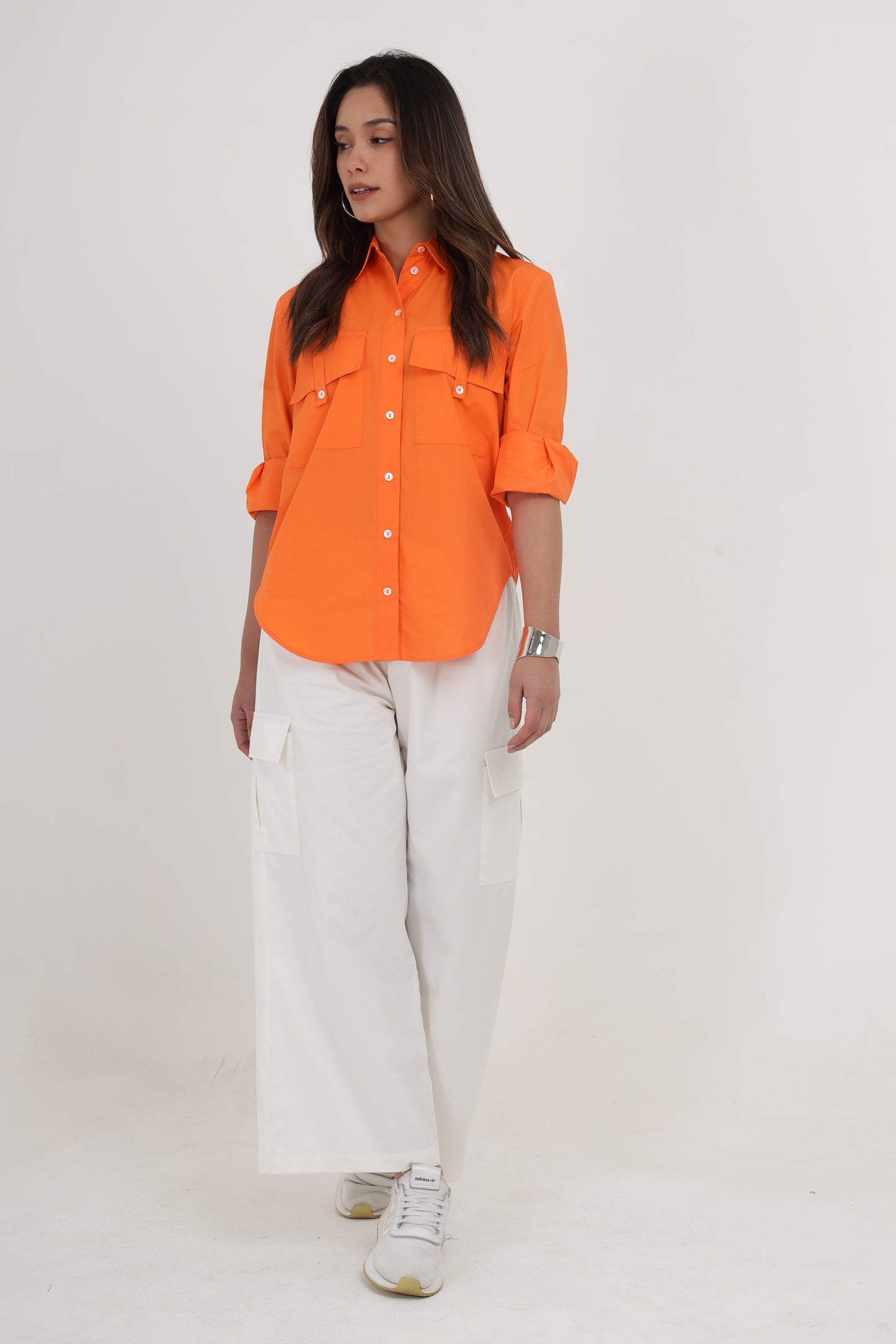 GEORGIA ORANGE SHIRT & WHITE DONNA PANT Mala Singh