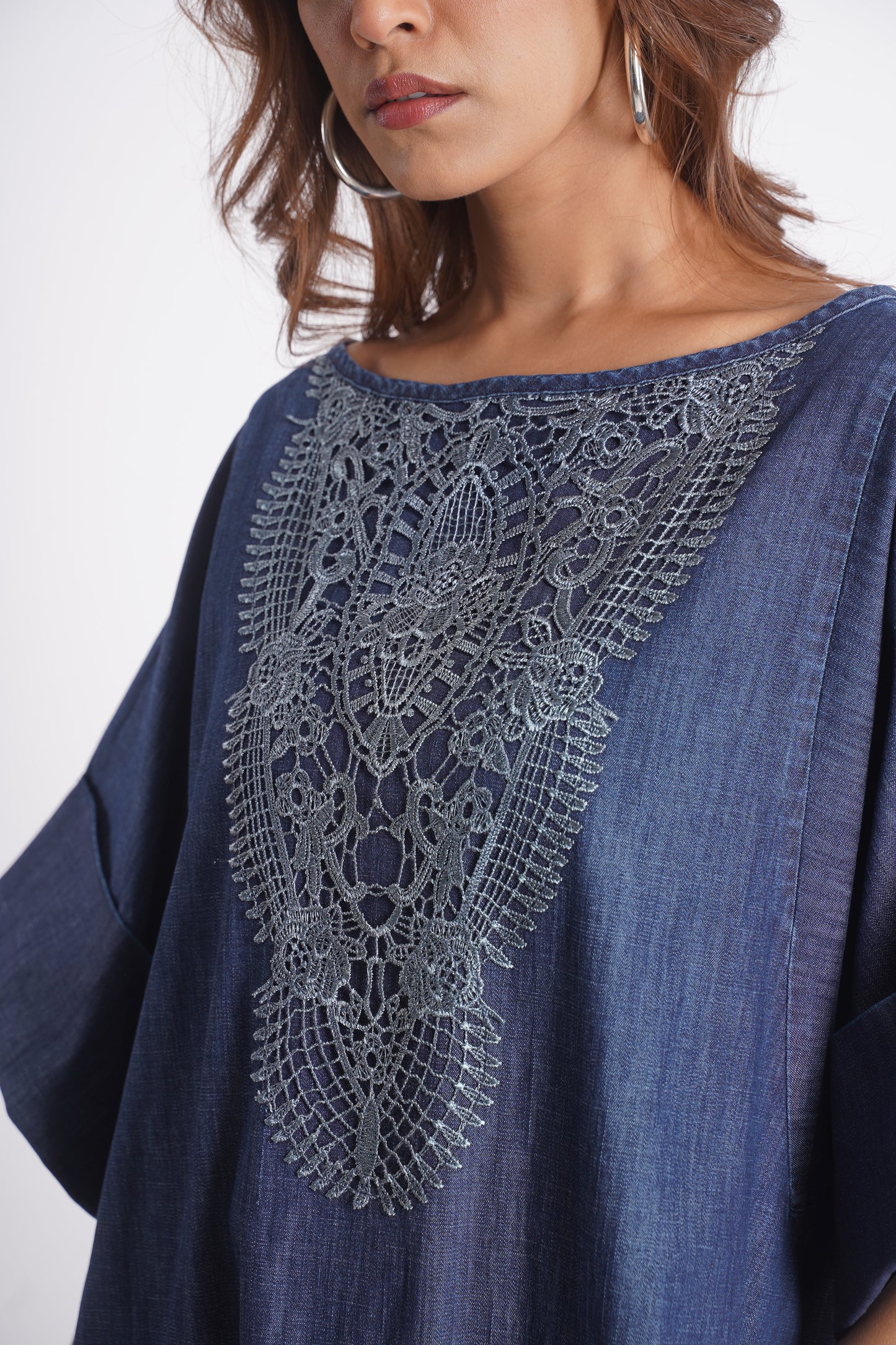 70s KAFTAN- DENIM&LACE Mala Singh