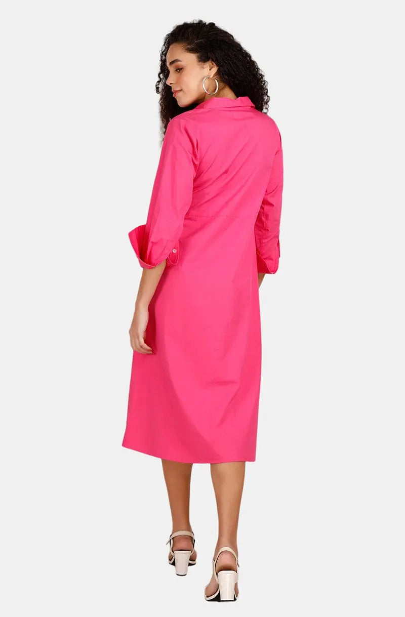 Manhattan Fuchsia Shirt Dress Mala Singh