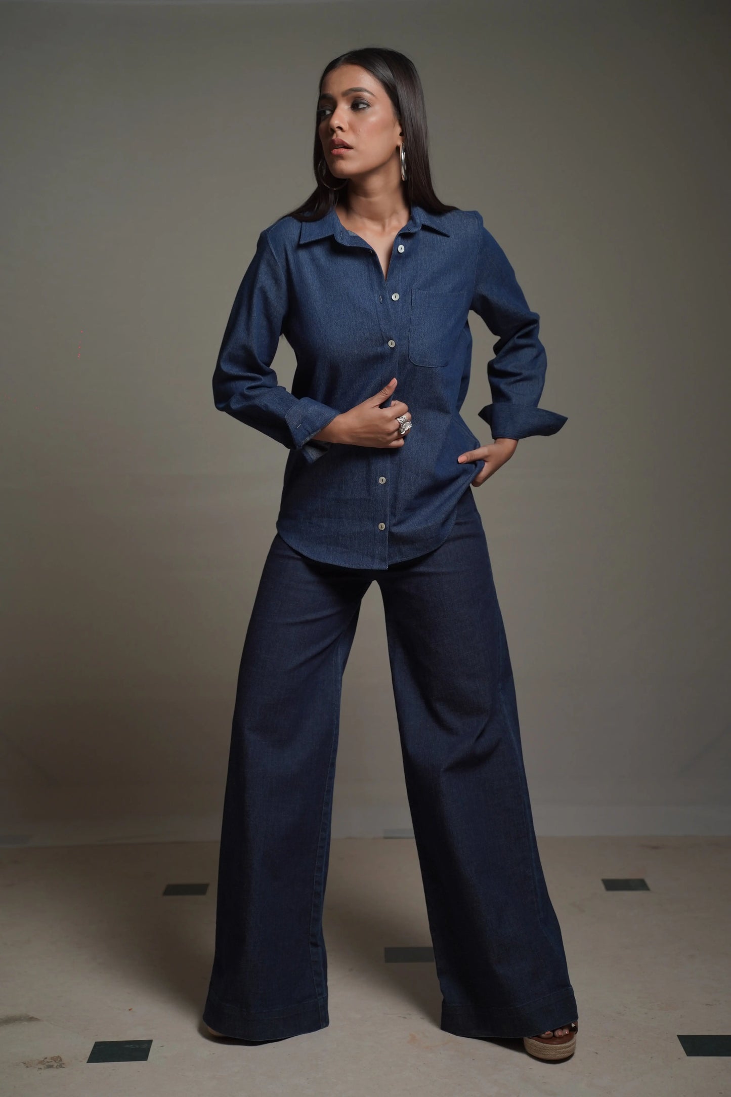 THE CHARLOTTE Dark Denim Shirt Mala Singh