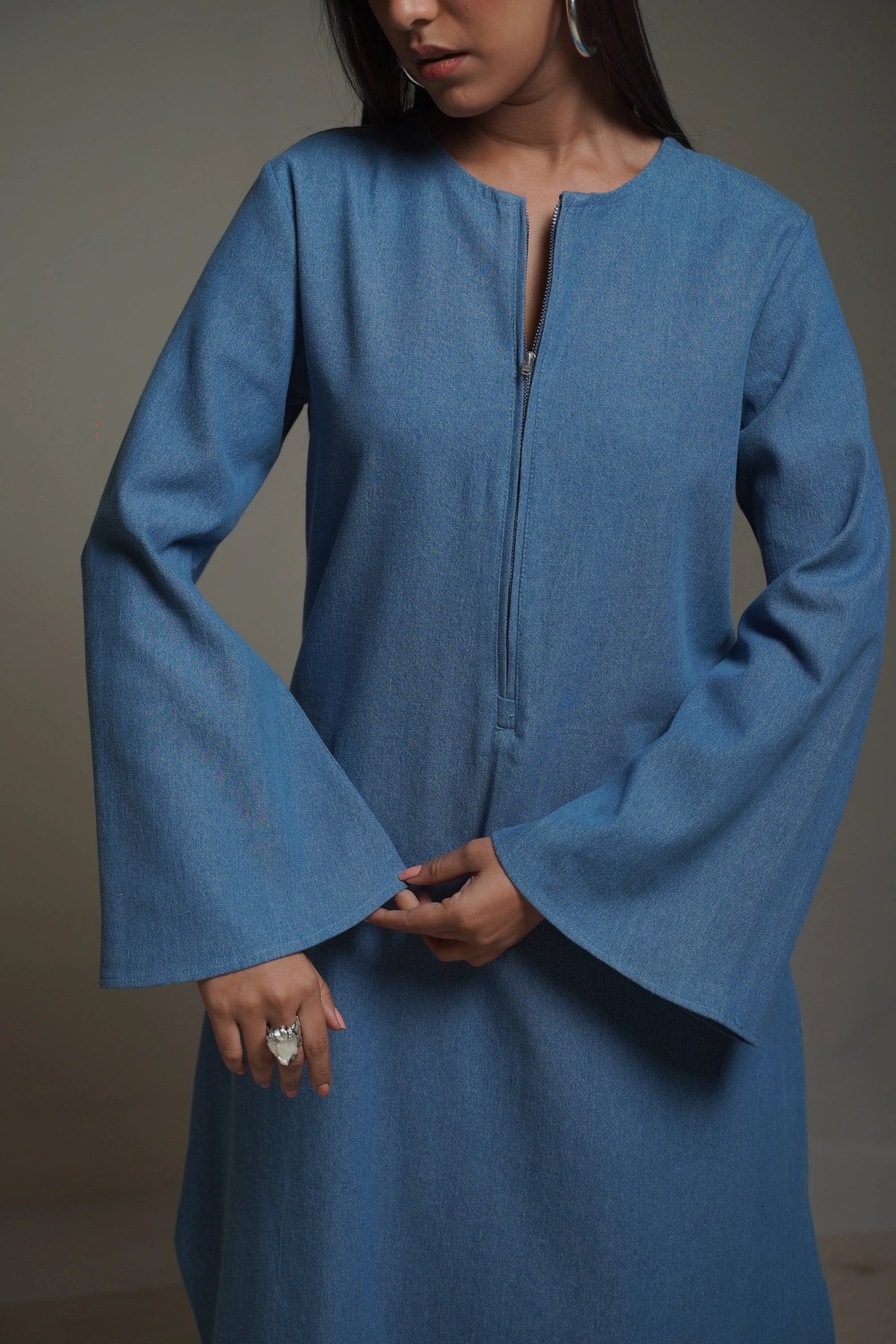 AALYA Medium Blue Denim Co-Ord Set Mala Singh