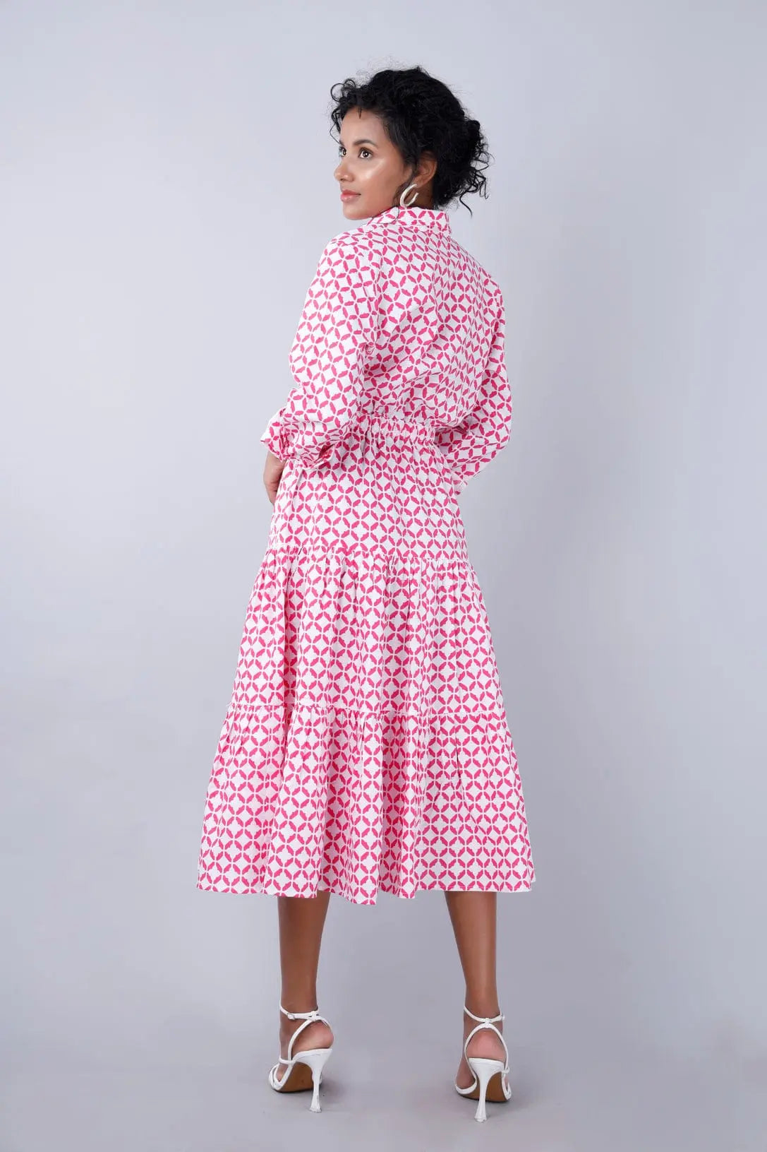 NYLA Boho Shirtdress Pink-White Moroccan Print Mala Singh