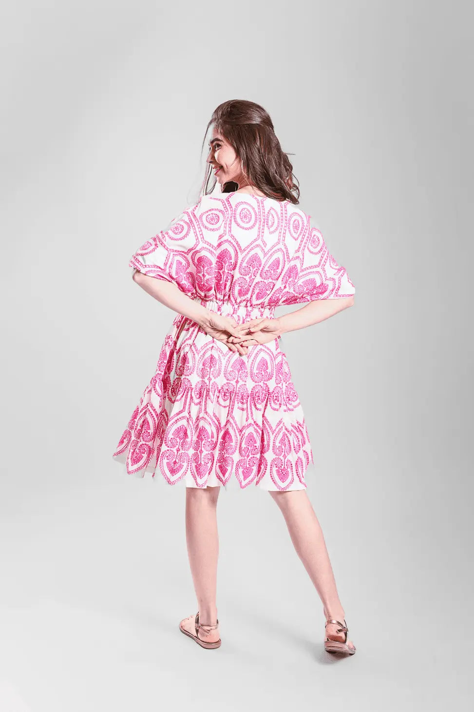 THE BOHO DRESS Pink Pottery Embroidery Mala Singh