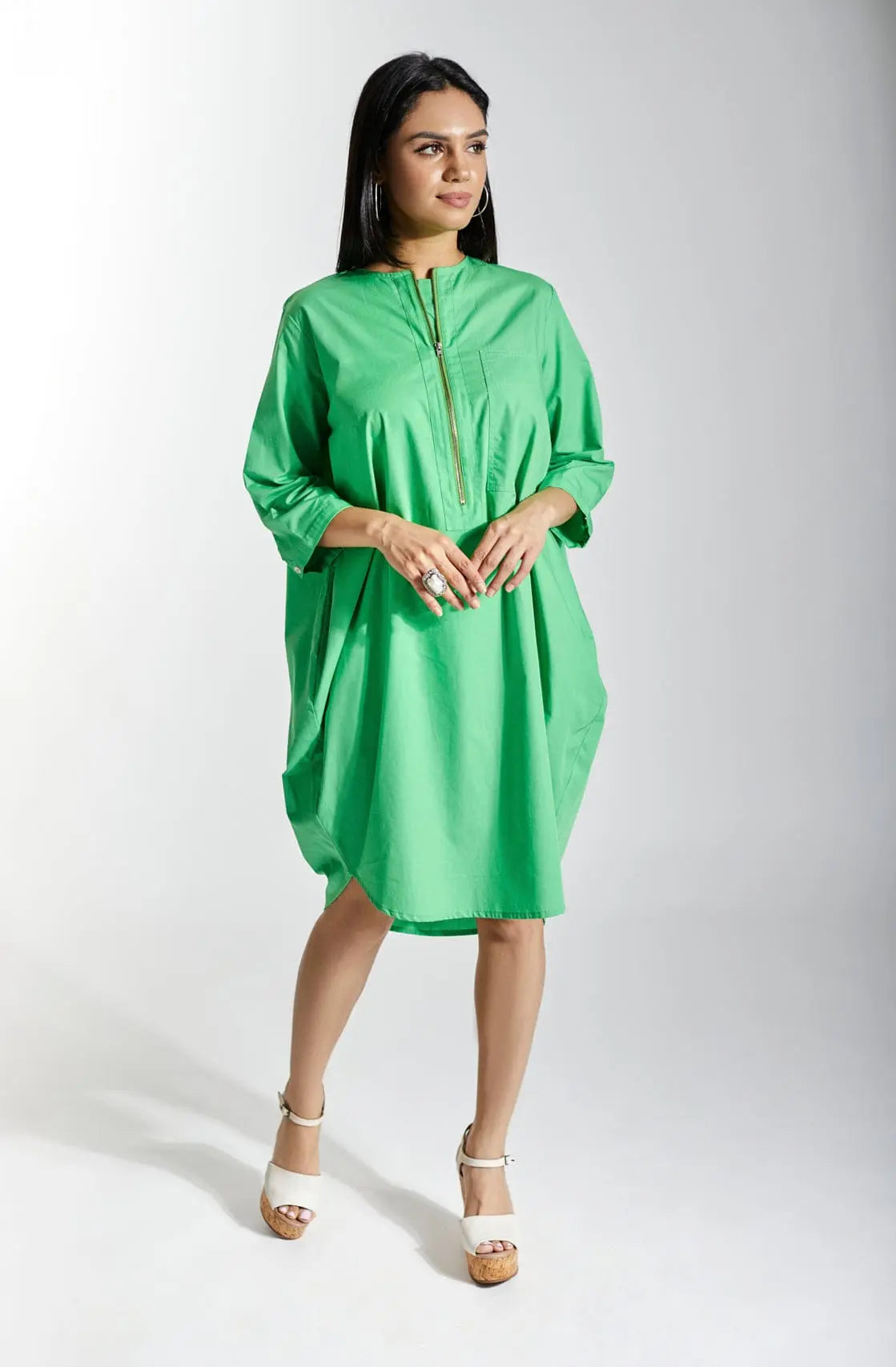 MONACO Apple Green Shirt Dress Mala Singh