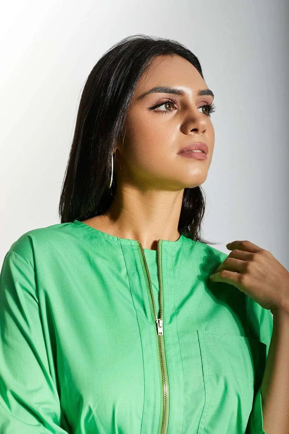 MONACO Apple Green Shirt Dress Mala Singh