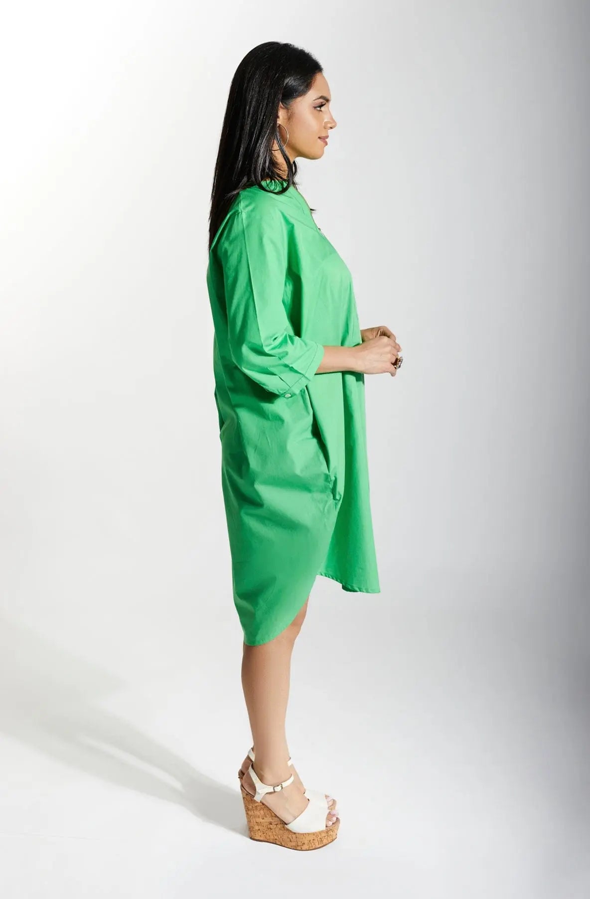 MONACO Apple Green Shirt Dress Mala Singh