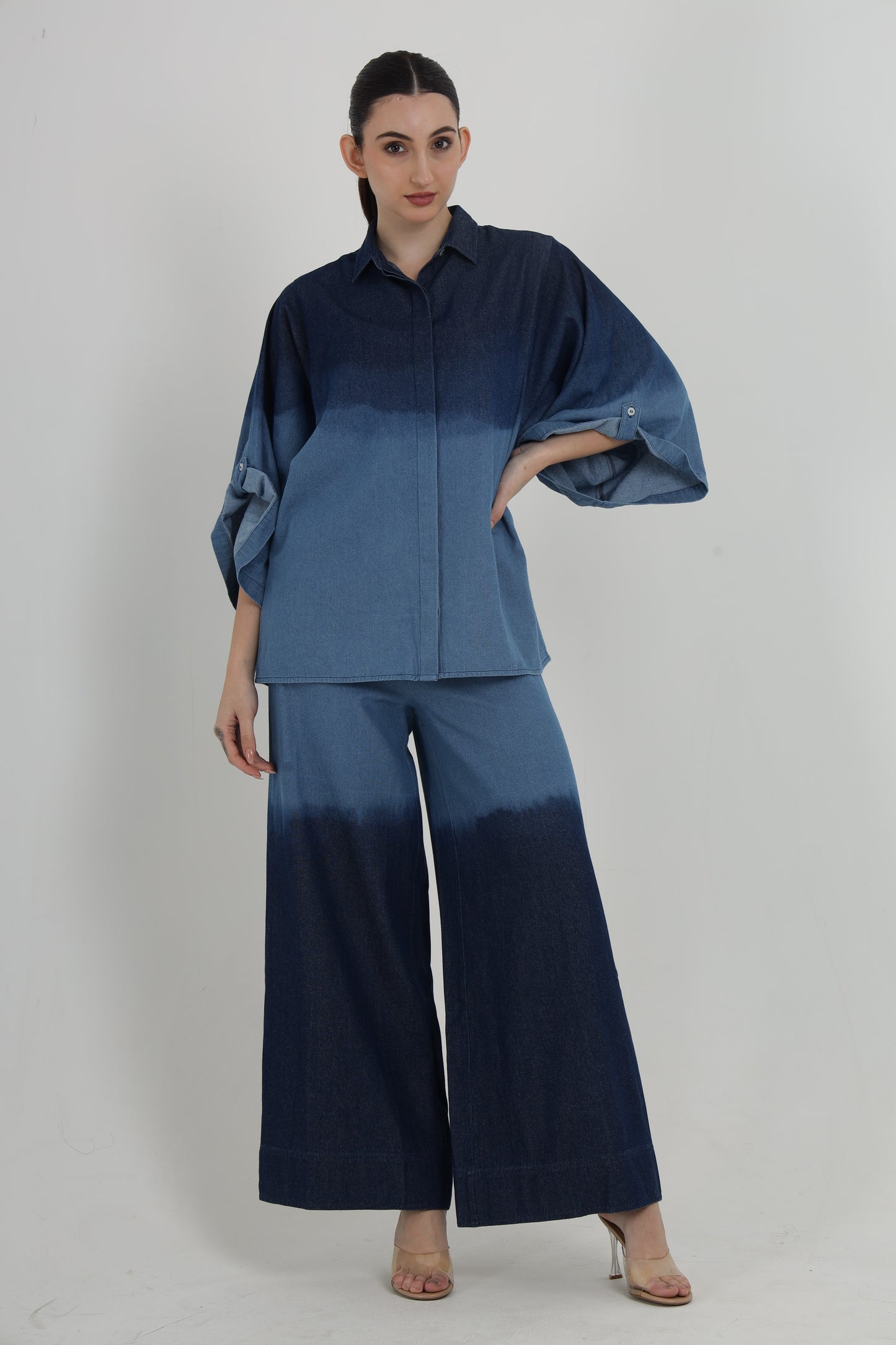 JIA OMBRE DENIM TOP WITH LUCIA OMBRE DENIM PANT Mala Singh