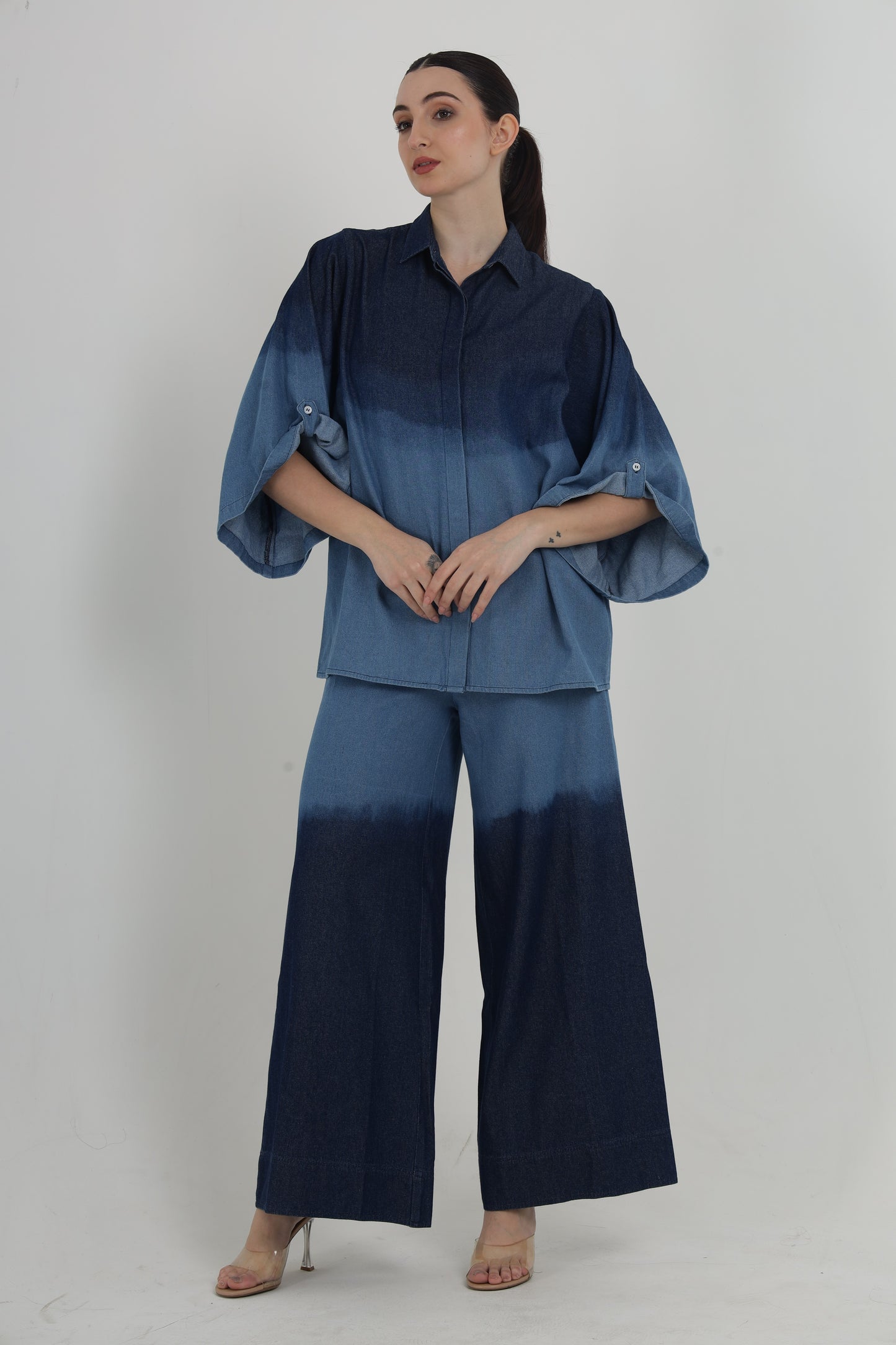 JIA OMBRE DENIM TOP WITH LUCIA OMBRE DENIM PANT Mala Singh