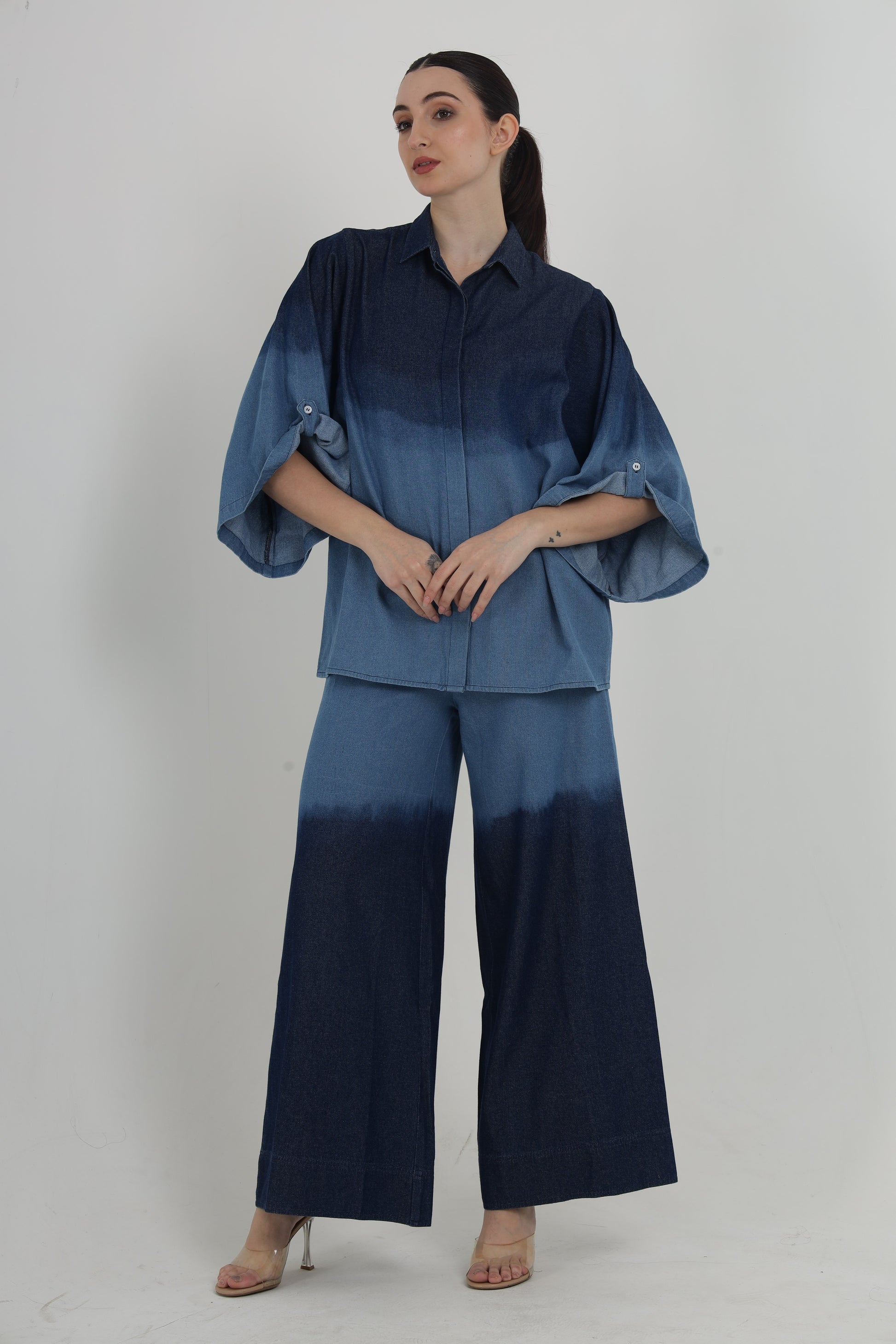 JIA OMBRE DENIM TOP WITH LUCIA OMBRE DENIM PANT Mala Singh