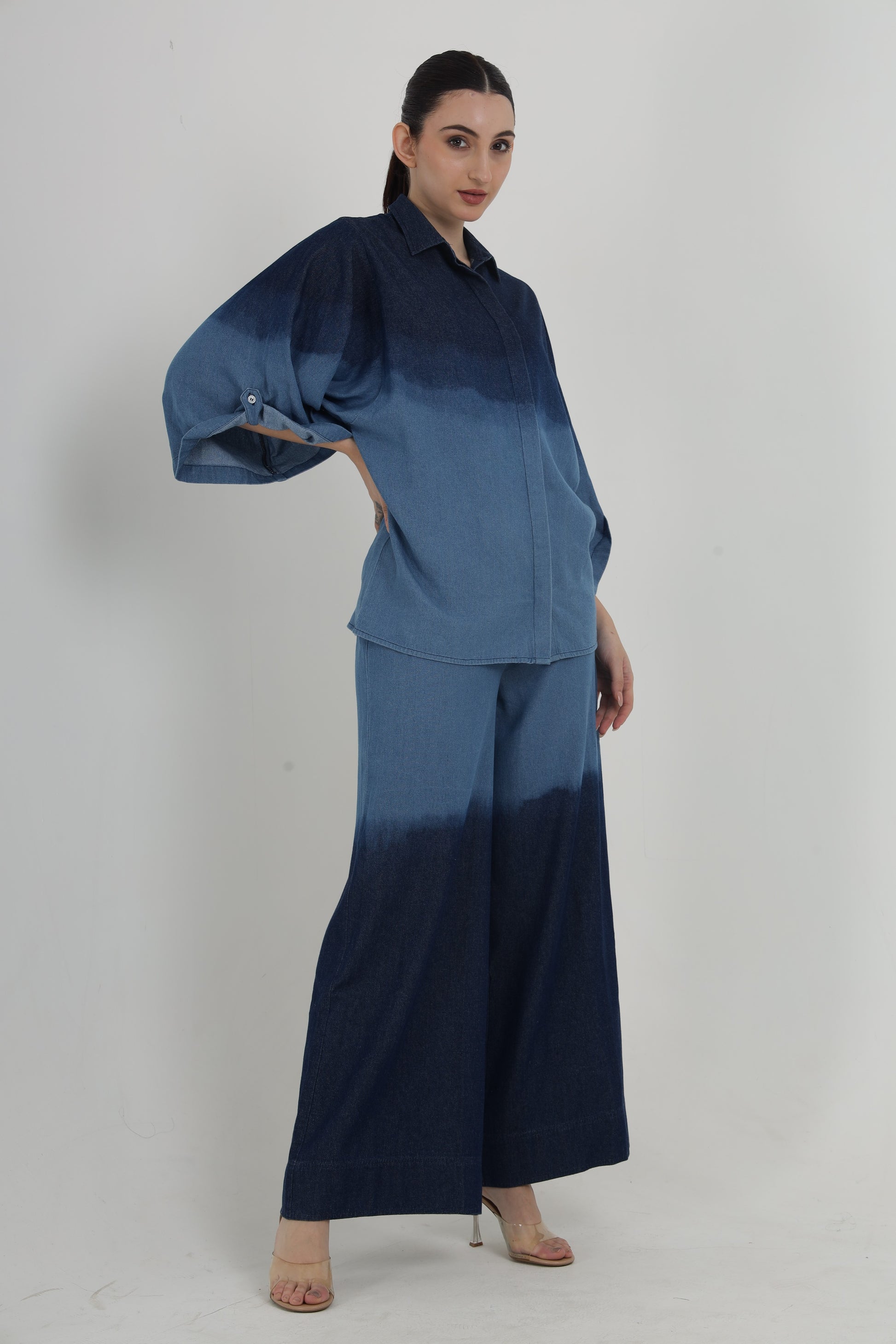 JIA OMBRE DENIM TOP WITH LUCIA OMBRE DENIM PANT Mala Singh