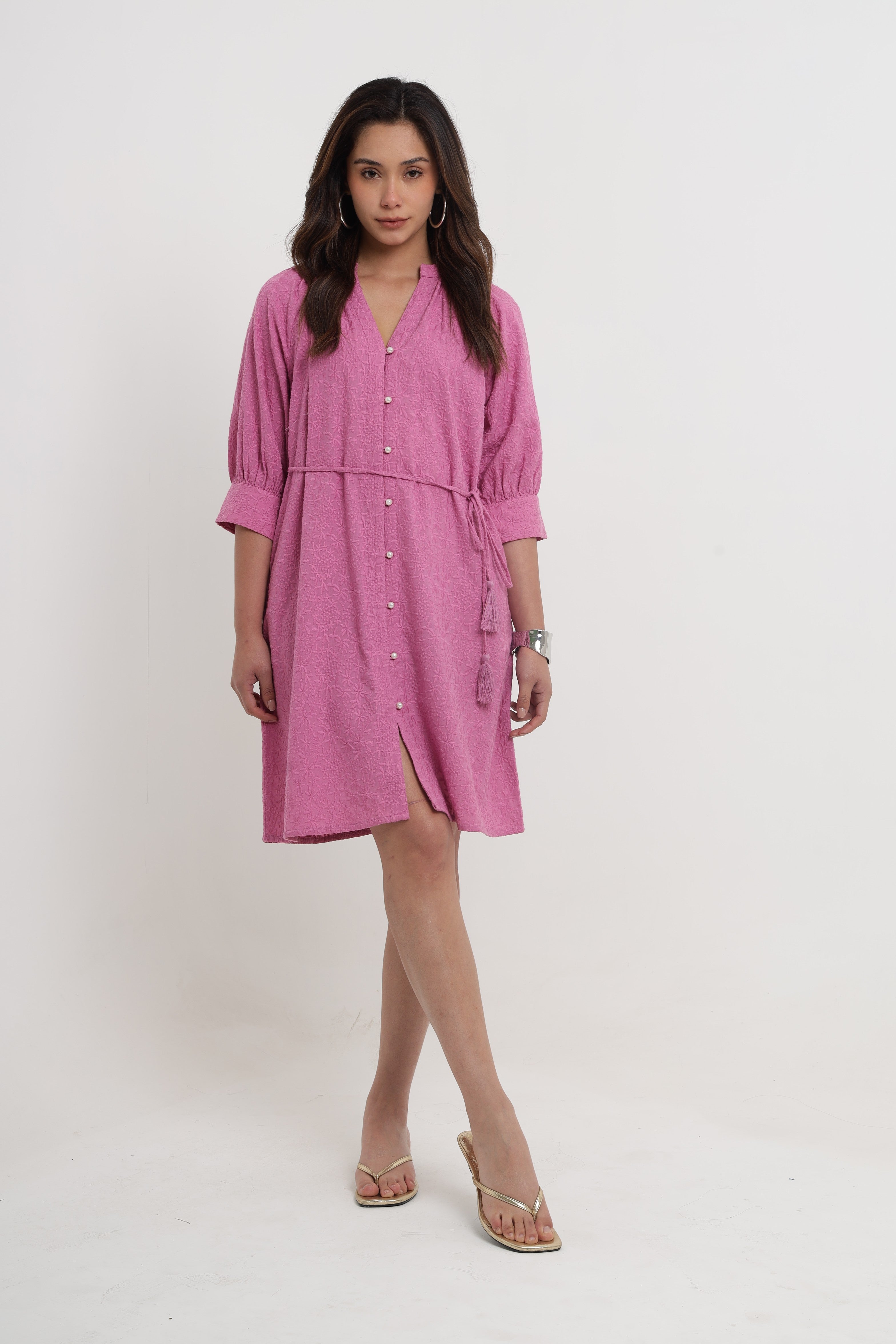 KEYA PINK EMBROIDERED DRESS Mala Singh