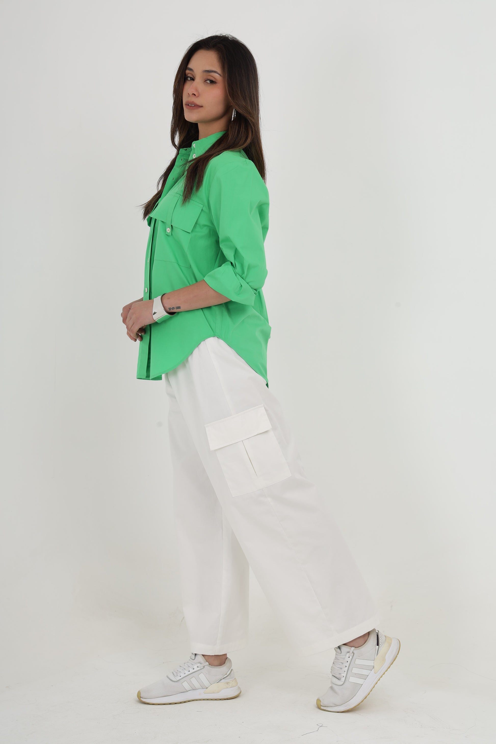 GEORGIA  APPLE GREEN SHIRT & WHITE DONNA PANT Mala Singh