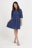 ANGELINA NAVY BLUE EMBROIDERED DRESS Mala Singh