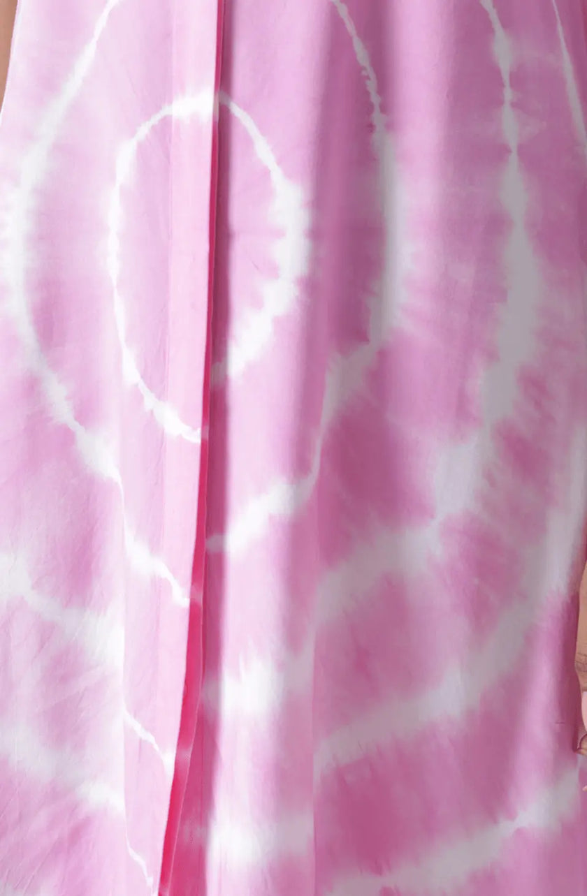 VINESSA Pink Circle Tie Dye High Low Shirt Dress Mala Singh