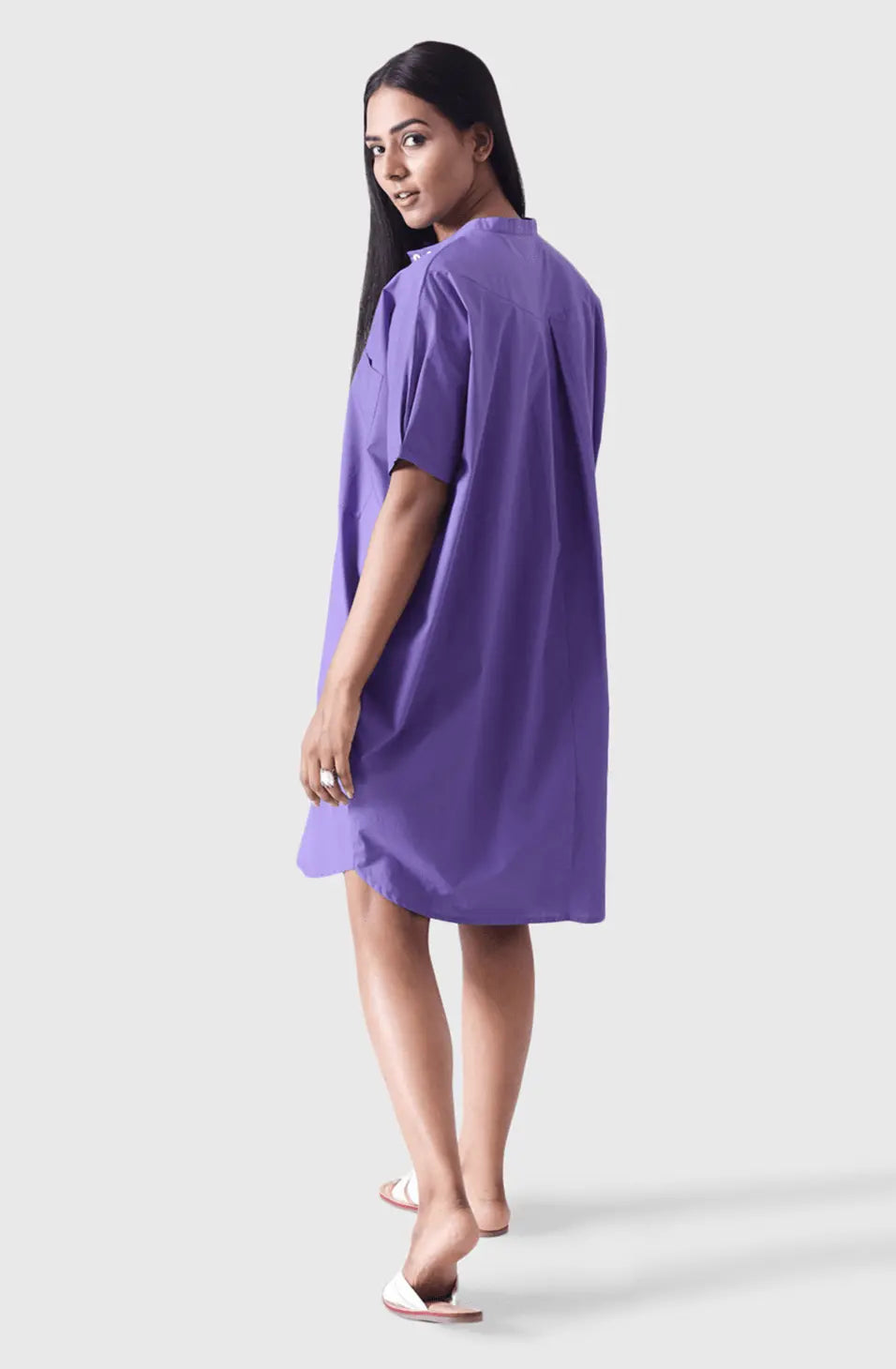 MALIBU Purple Balloon Shirt Dress Mala Singh
