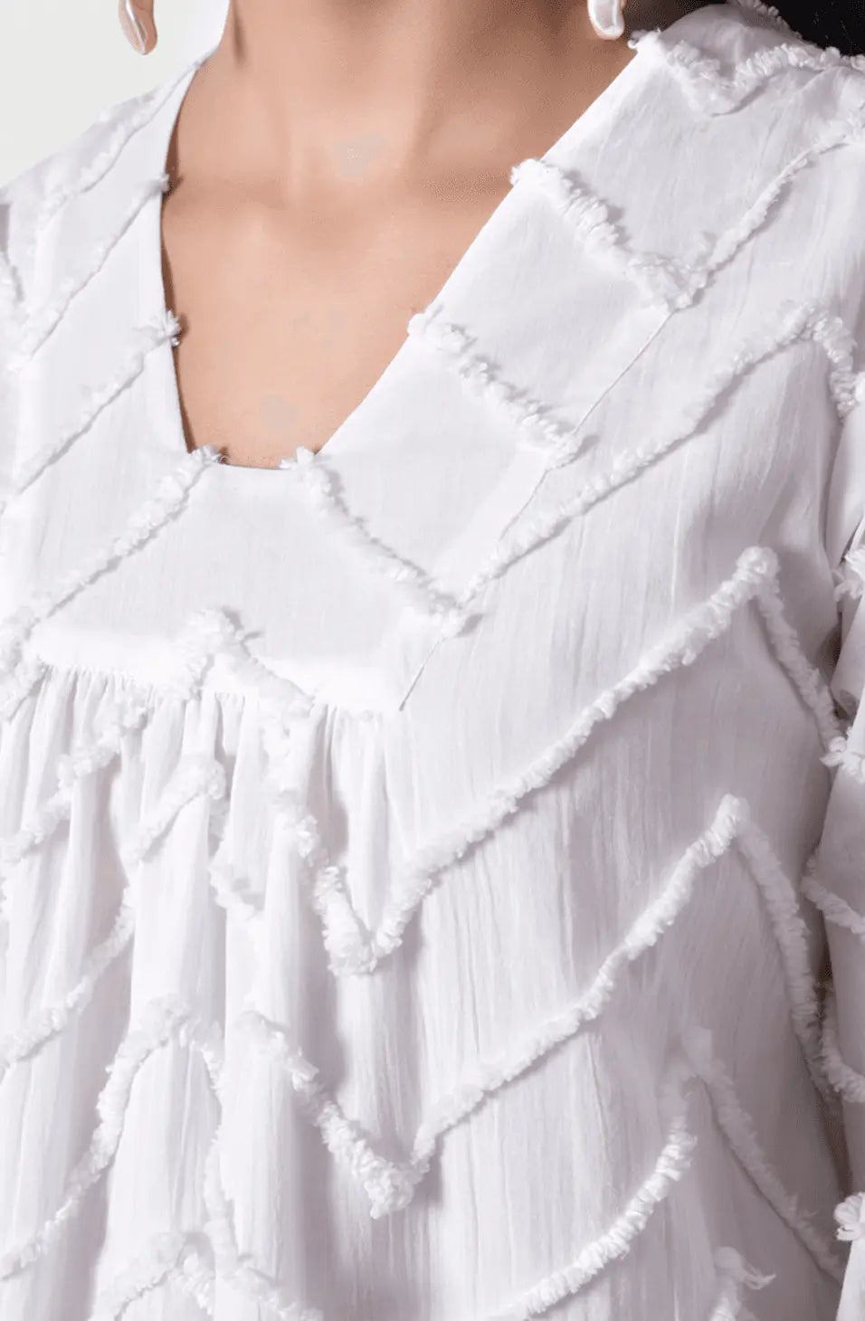 SUMMER SHIFT Embroidered White Chevron Dress Mala Singh