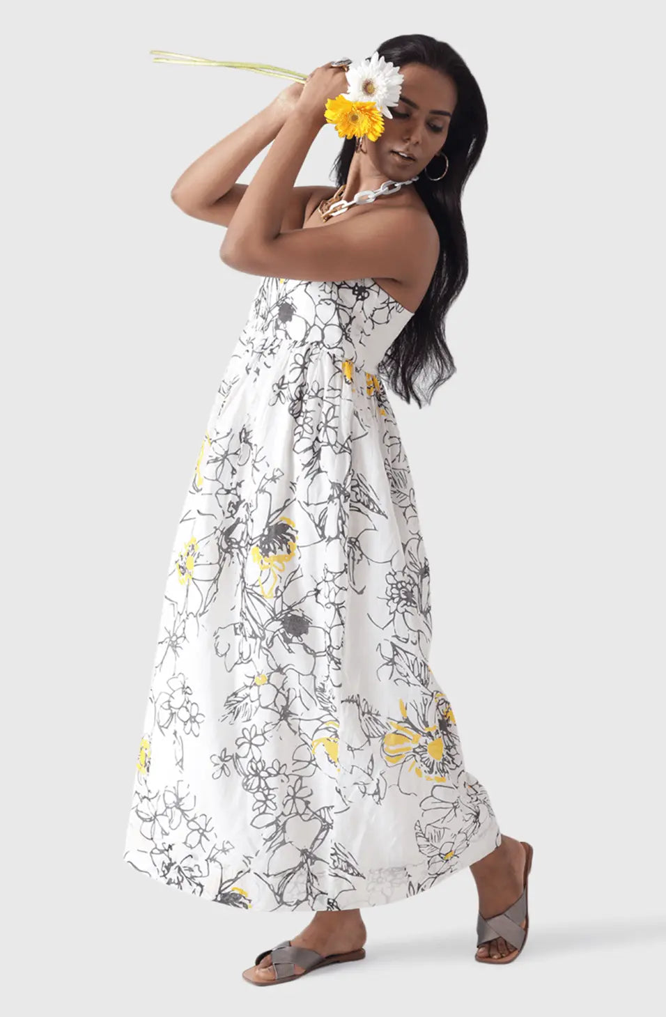 MARBELLA Vintage Floral Print Sun Dress Mala Singh