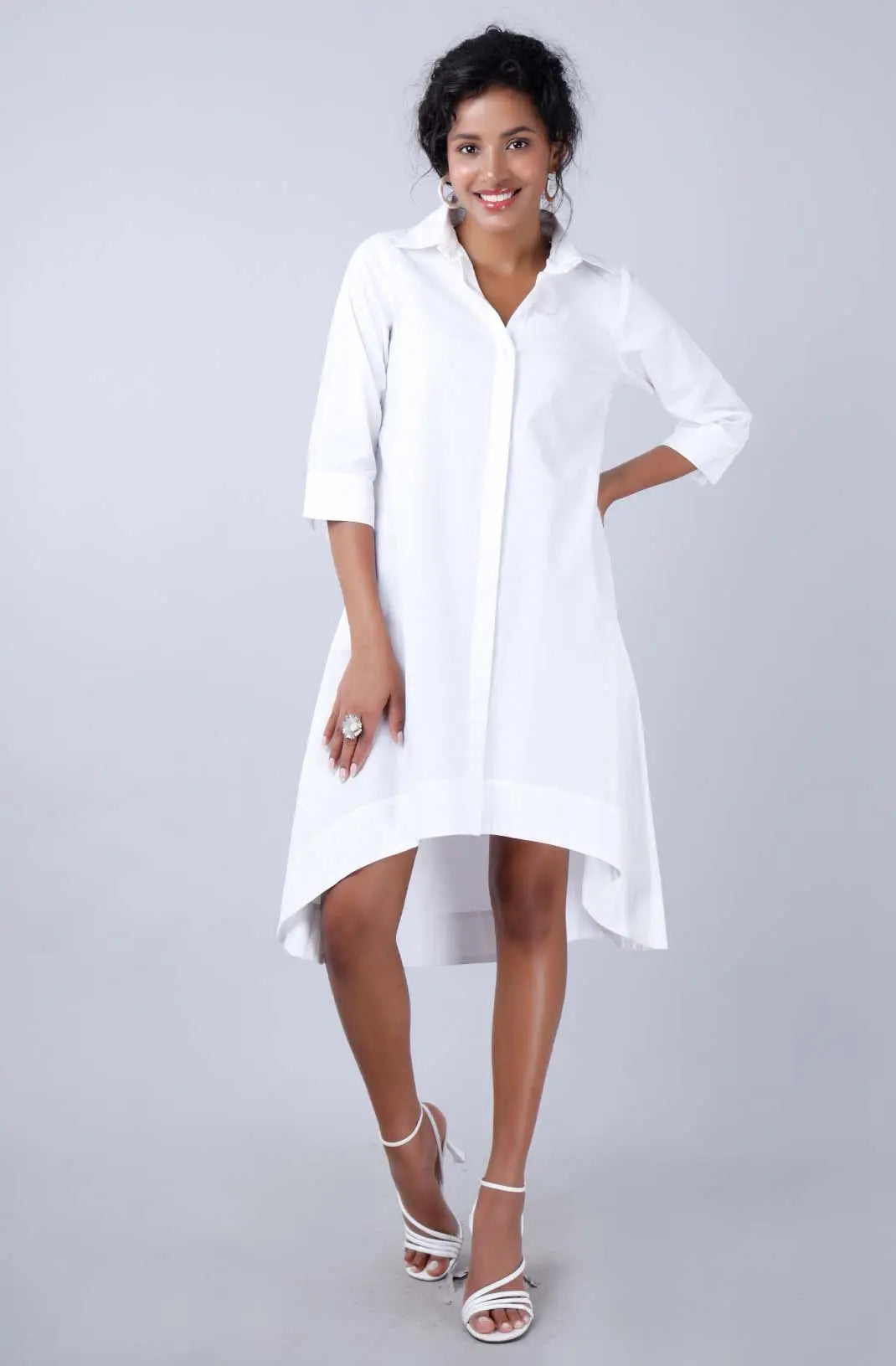 MELODY White Shirt Dress Mala Singh