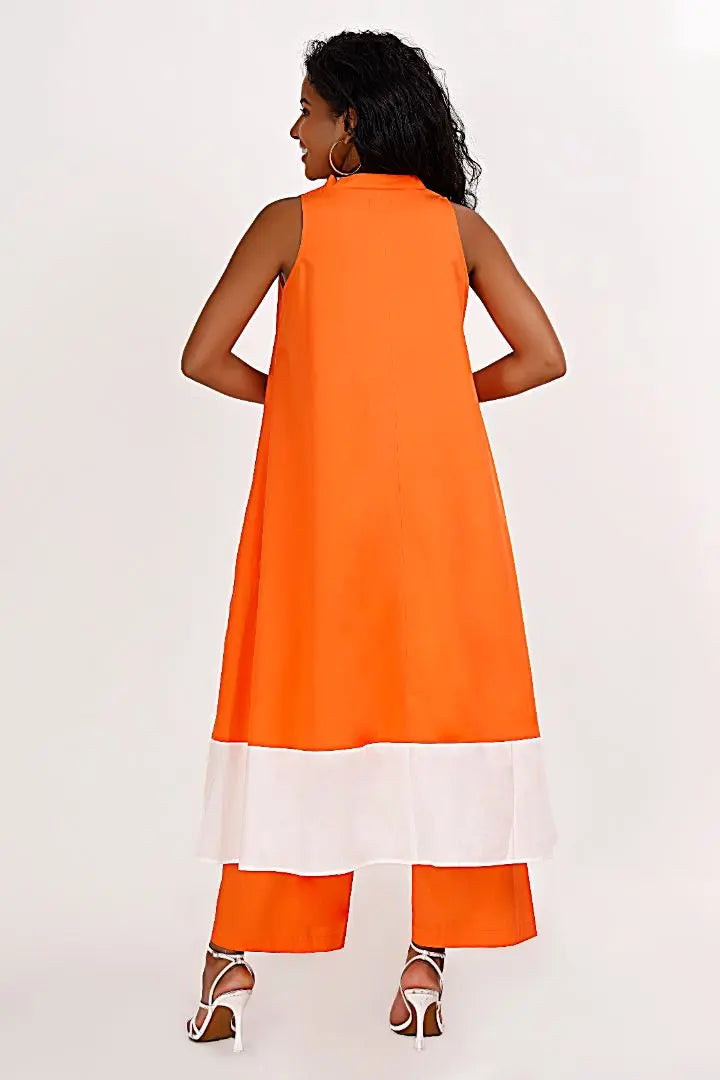 KOCHI White & Orange Co-Ord Set Mala Singh