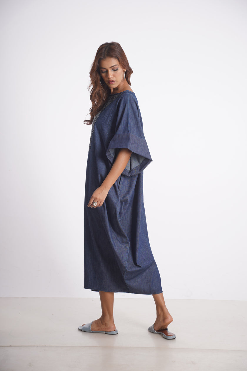 70s KAFTAN- DENIM&LACE Mala Singh