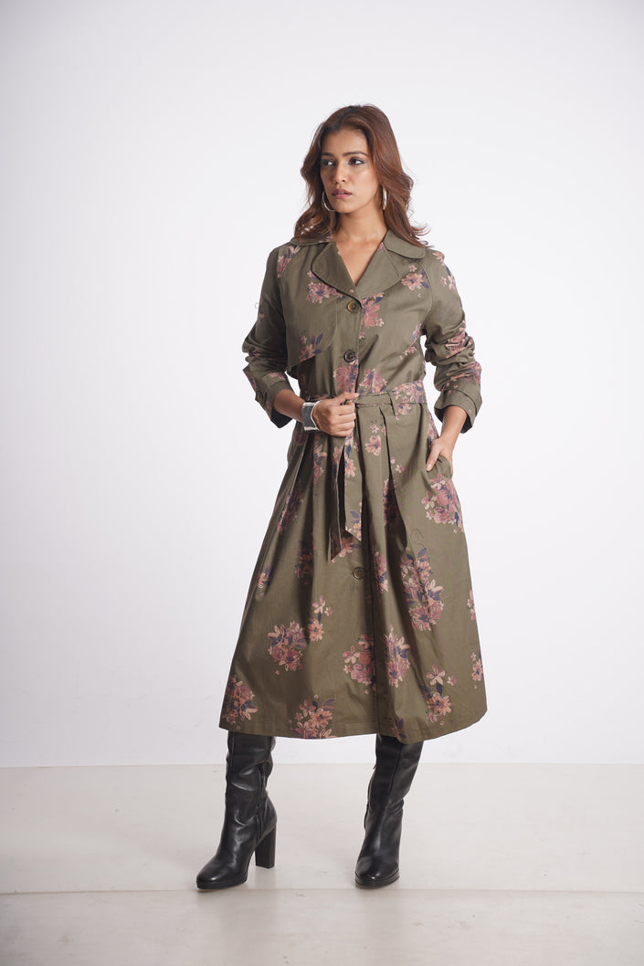 SAFARI VINTAGE FLORAL TRENCH DRESS Mala Singh