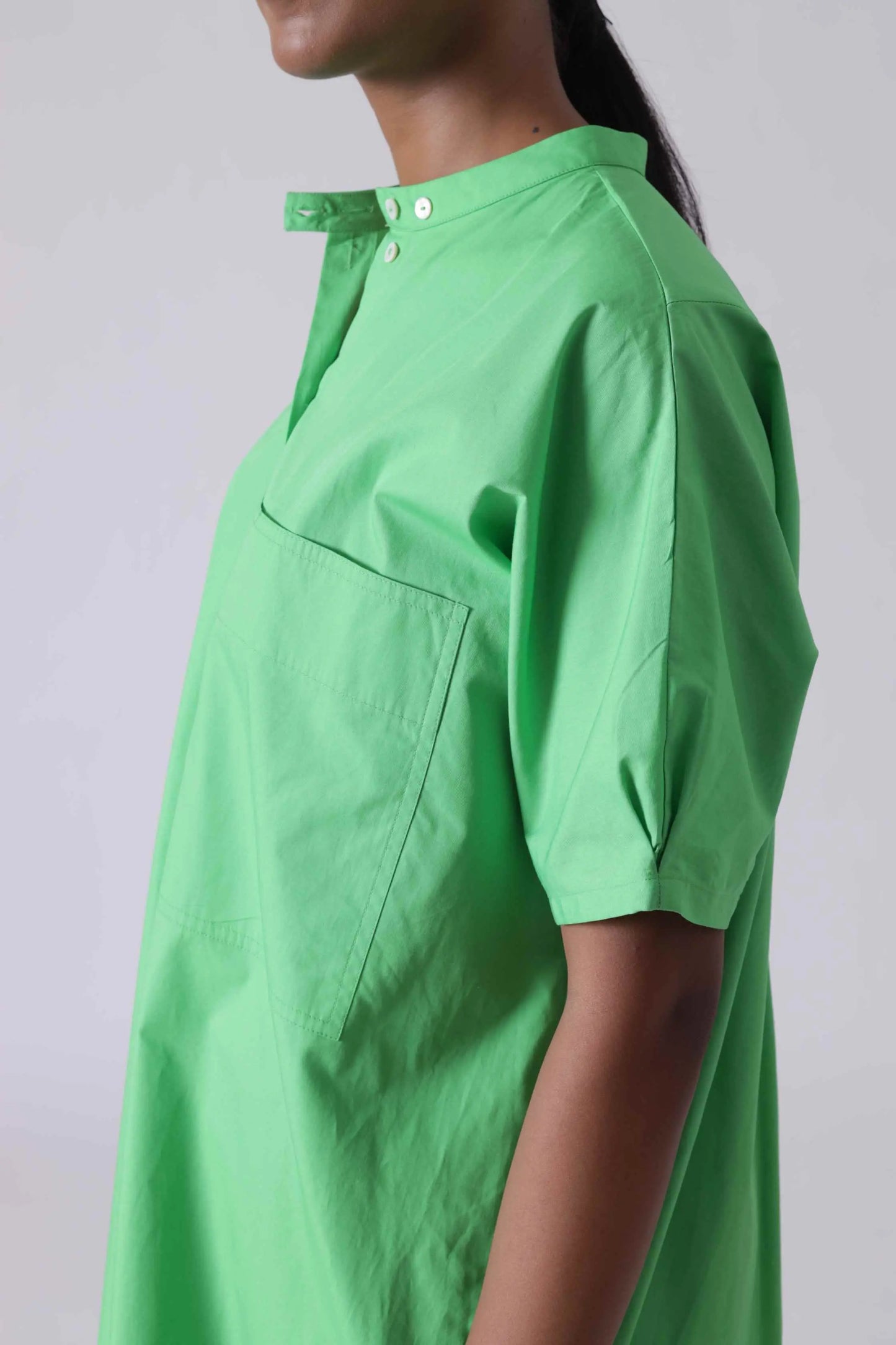 MALIBU Apple Green Balloon Shirt Dress Mala Singh