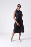 KANSAS Black Sleeveless Shirt Dress Mala Singh