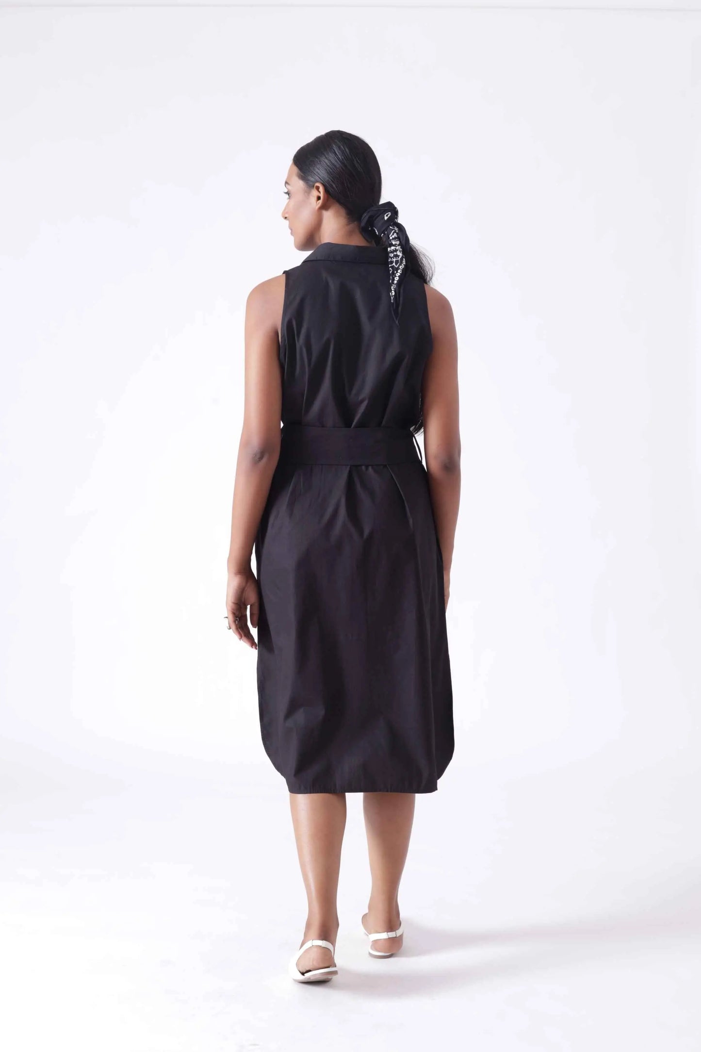 KANSAS Black Sleeveless Shirt Dress Mala Singh