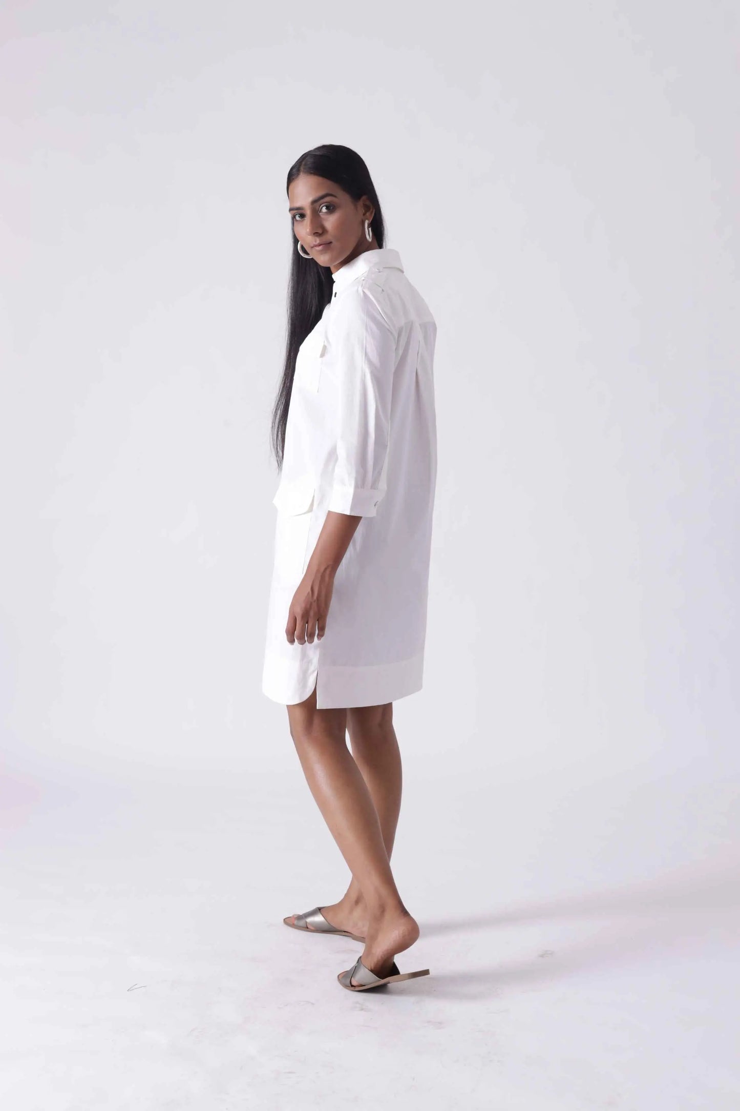 LILLE White Midi Shirt Dress Mala Singh