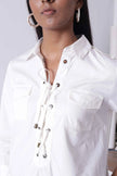 LILLE White Midi Shirt Dress Mala Singh
