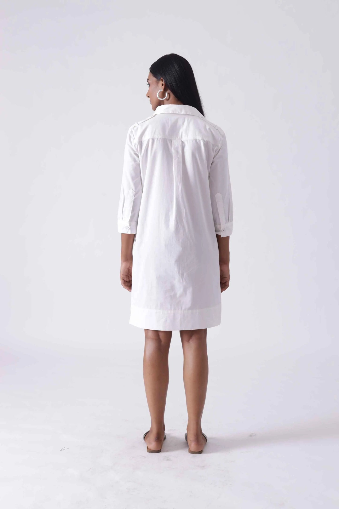 LILLE White Midi Shirt Dress Mala Singh