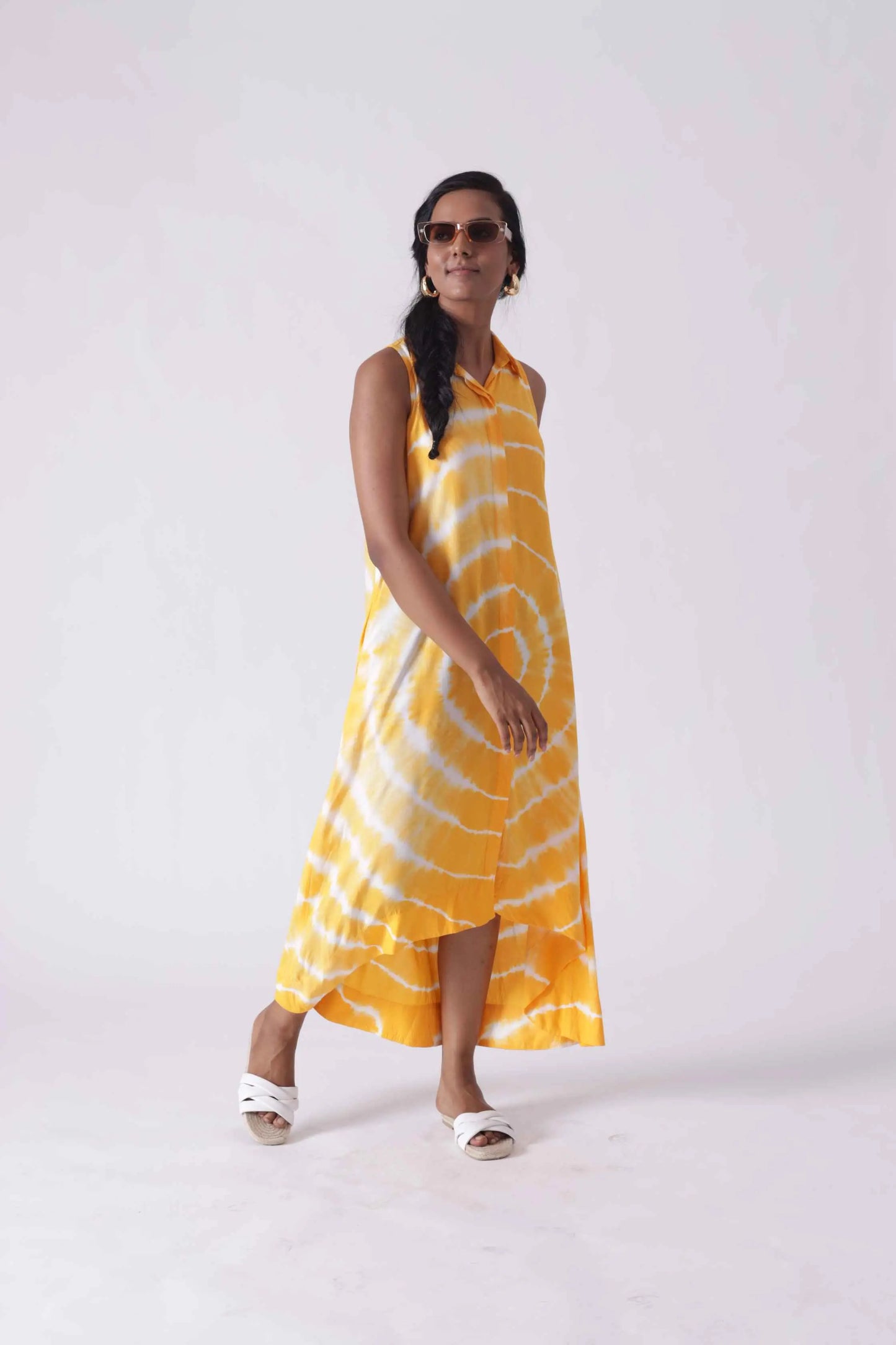 JULIET Yellow High Low Tie Dye Shirt Dress My Store