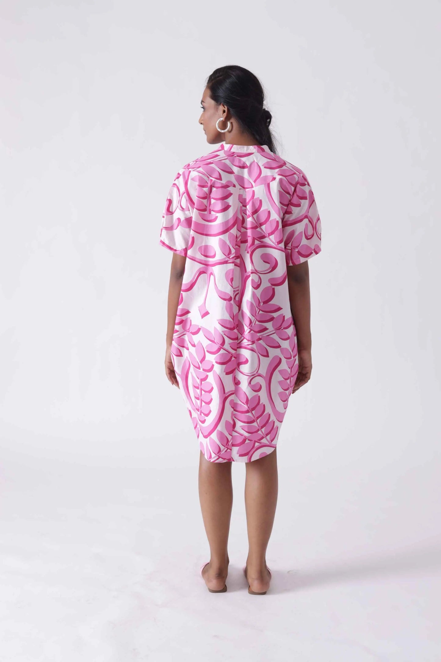MALIBU Hot Pink Print Balloon Shirt Dress Mala Singh