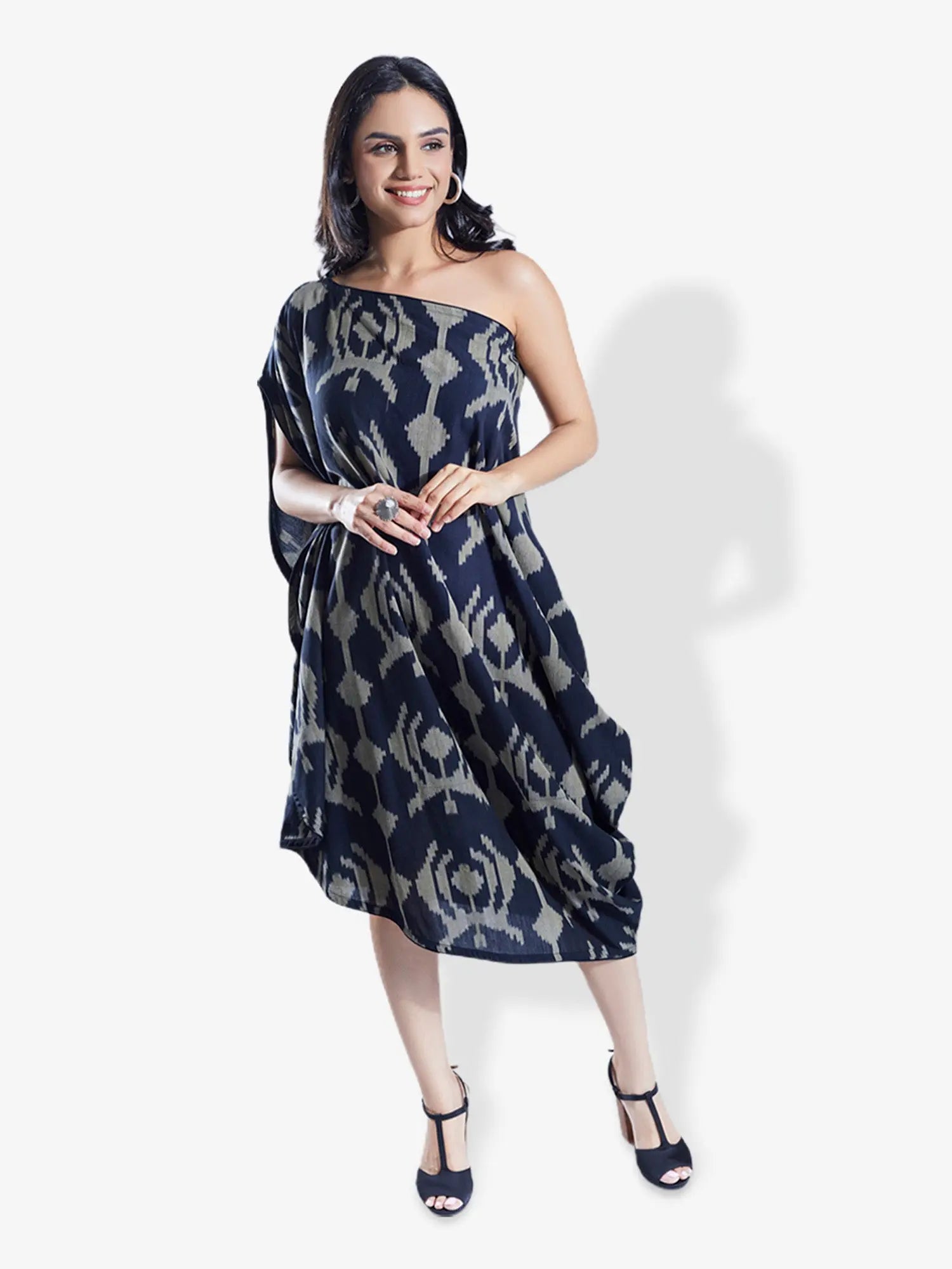 LUNA Black & Sand Woven Ikat Midi Mala Singh