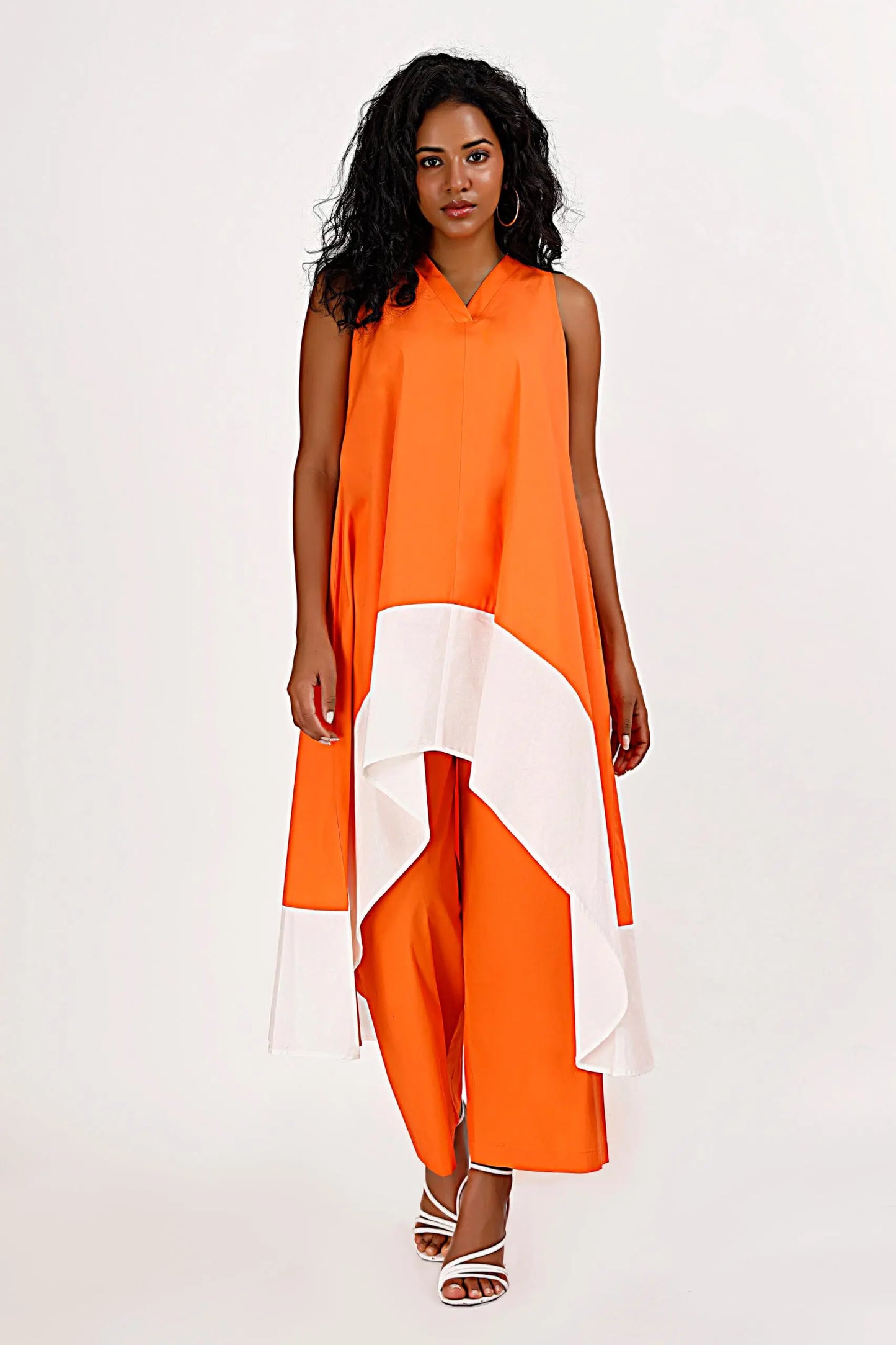 KOCHI White & Orange Co-Ord Set Mala Singh