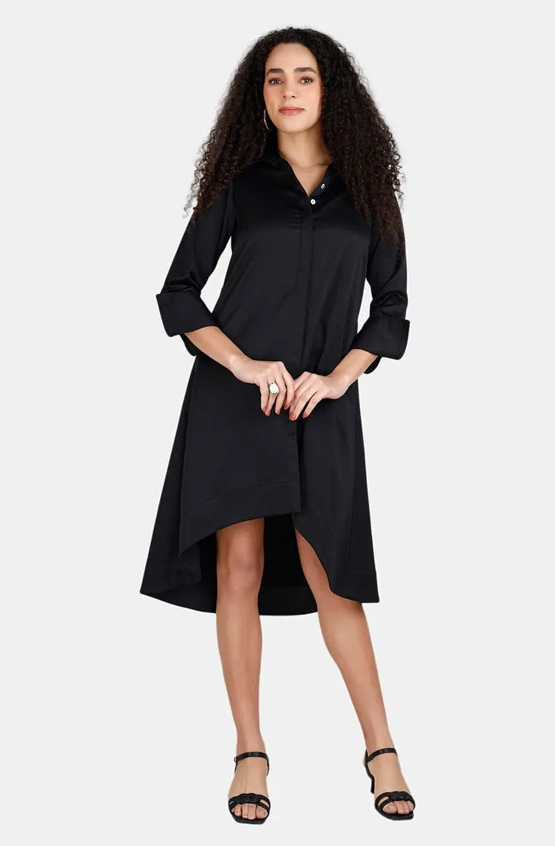 Melody Black Shirt Dress Mala Singh