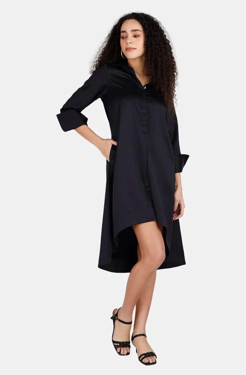 Melody Black Shirt Dress Mala Singh