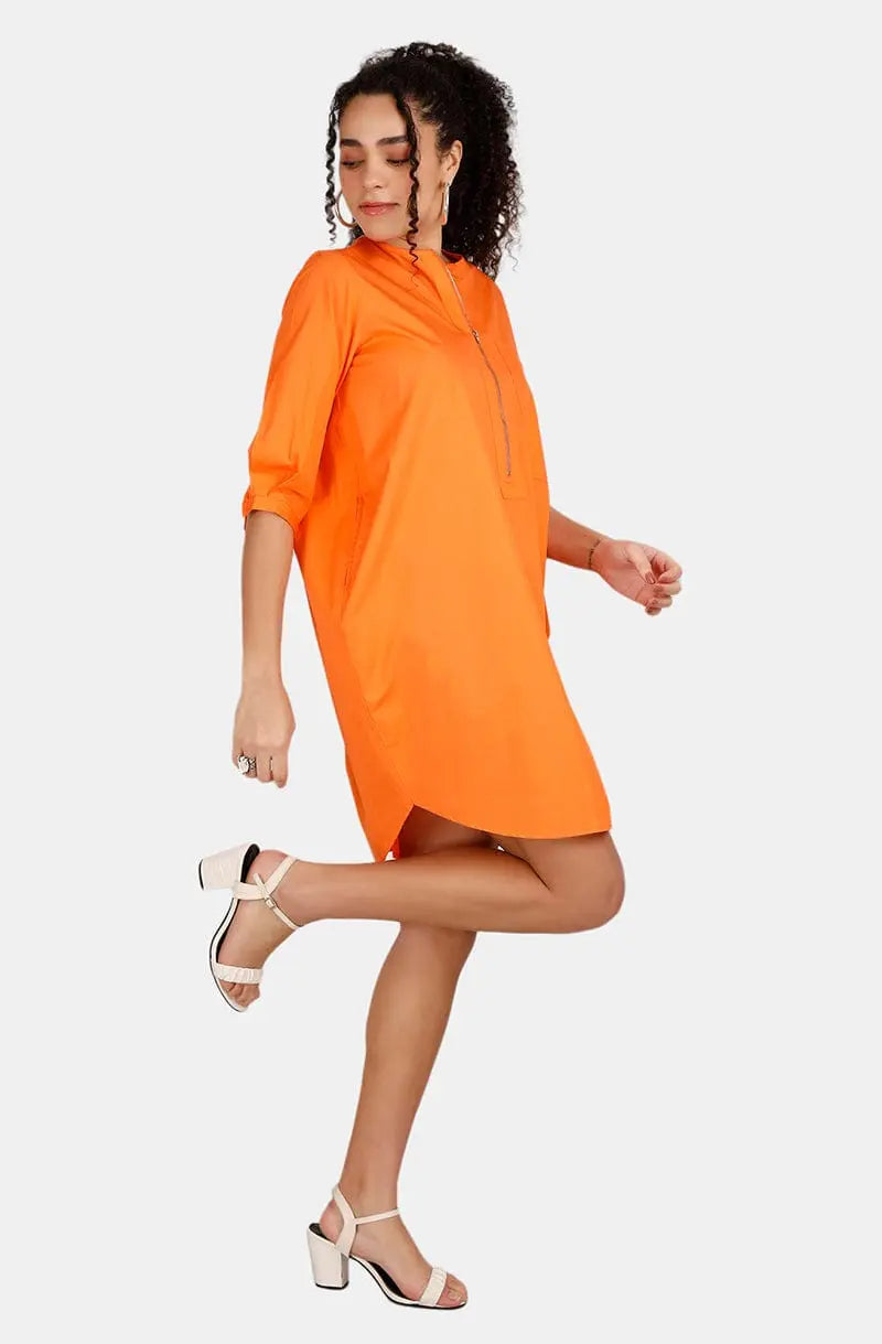 Monaco Orange Shirt Dress Mala Singh
