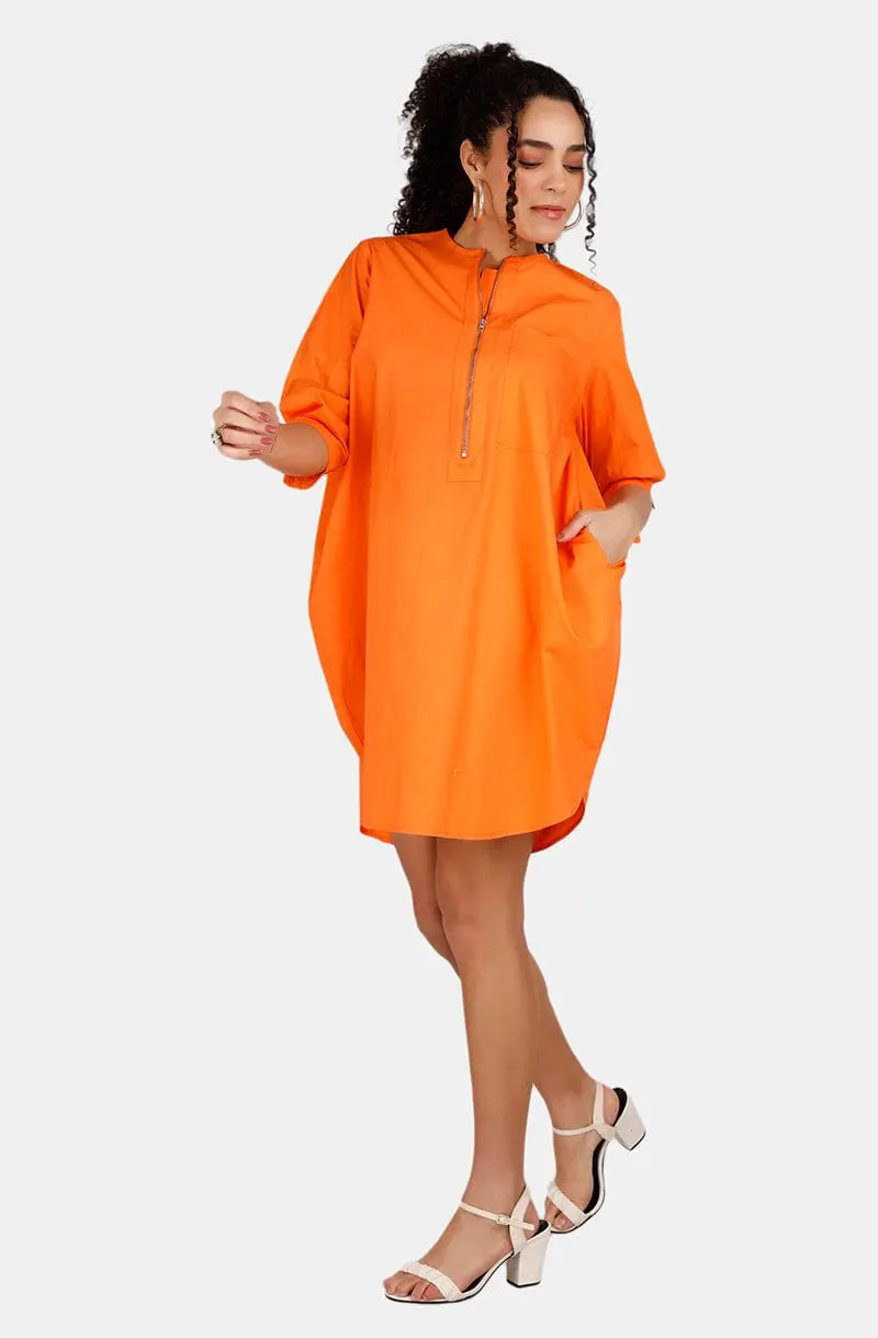 Monaco Orange Shirt Dress Mala Singh
