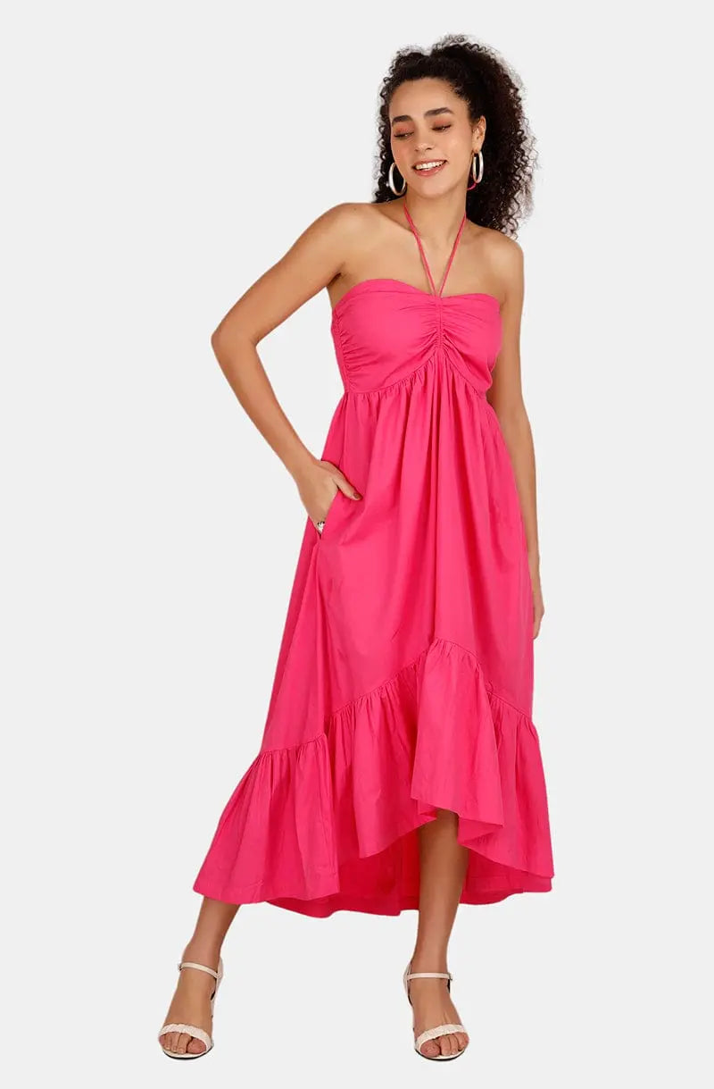 Verano Fuchsia Knee Length Dress Mala Singh