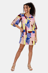 Summer Shift  Abstract Multi Print  Dress