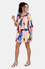 Summer Shift  Abstract Multi Print  Dress
