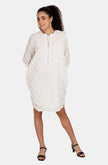 Monaco White Chevron Embroidery Dress Mala Singh