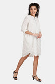 Monaco White Chevron Embroidery Dress Mala Singh