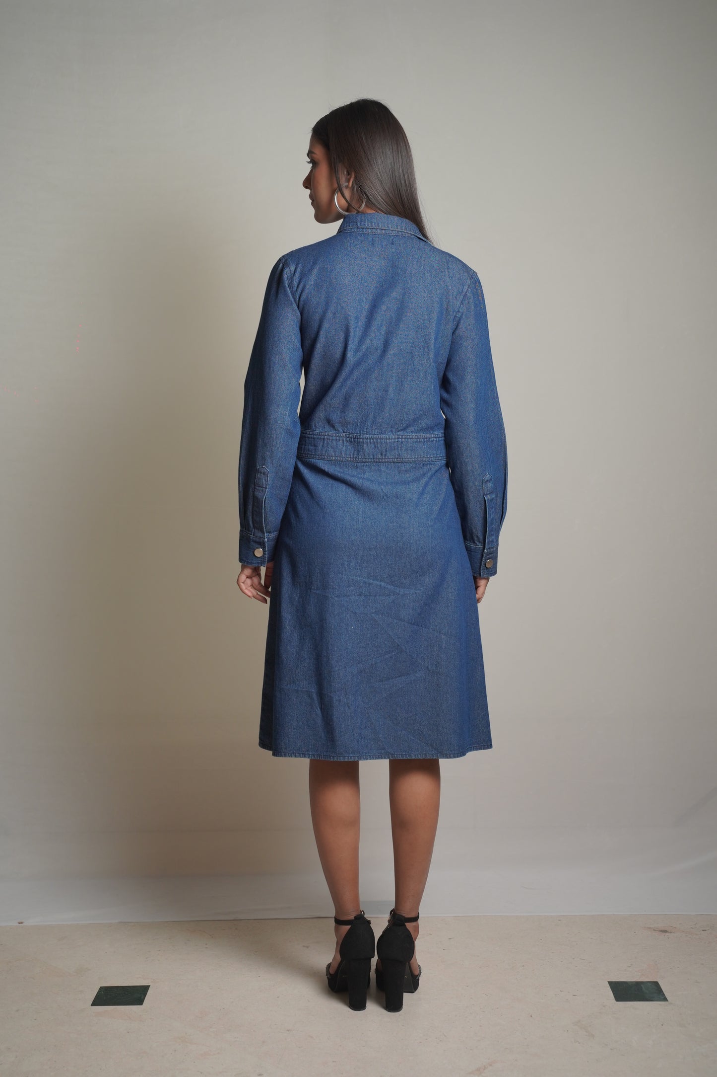 Kendall Dark Blue Denim Shirt Dress Mala Singh