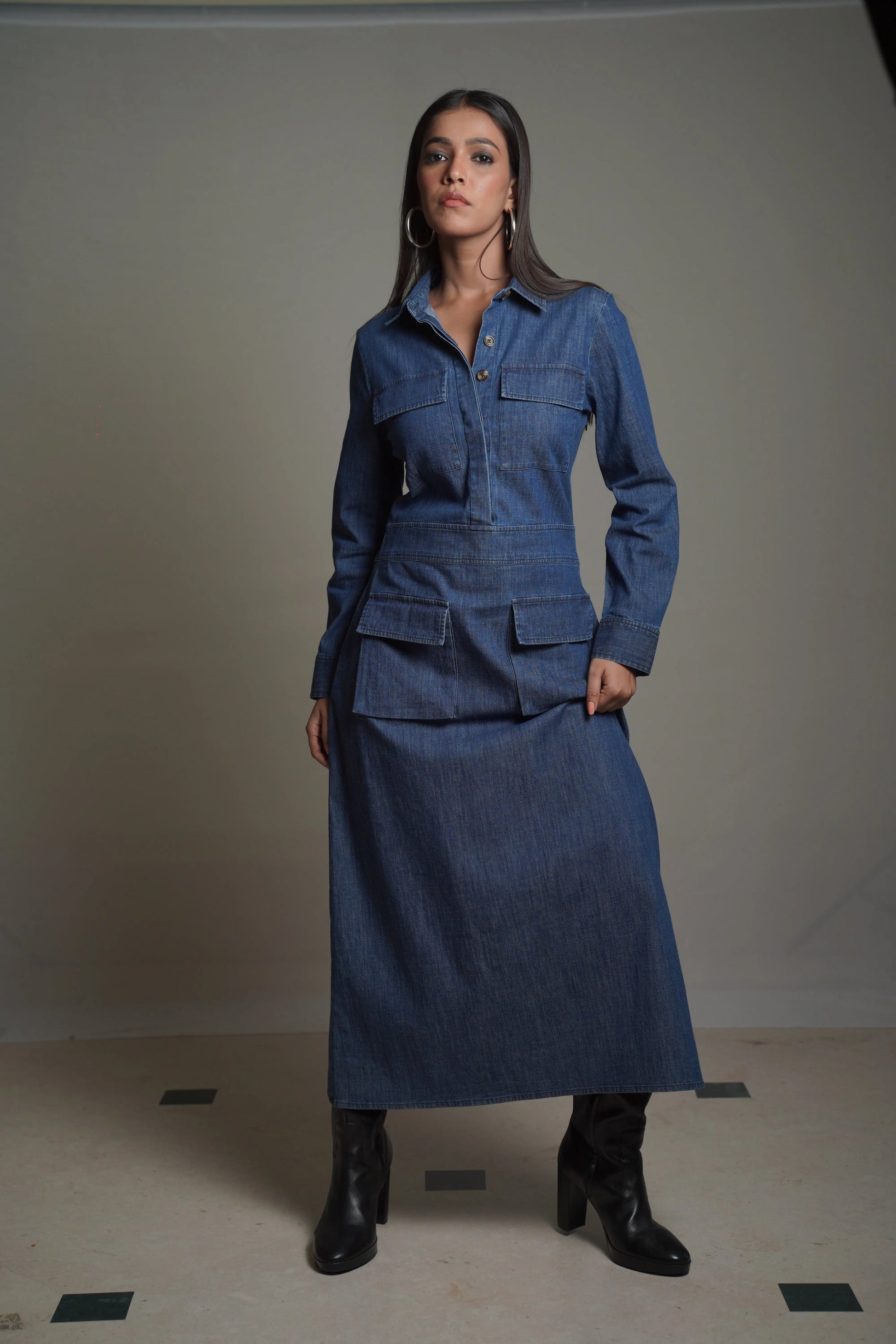 BELLA Dark Denim Dress Mala Singh