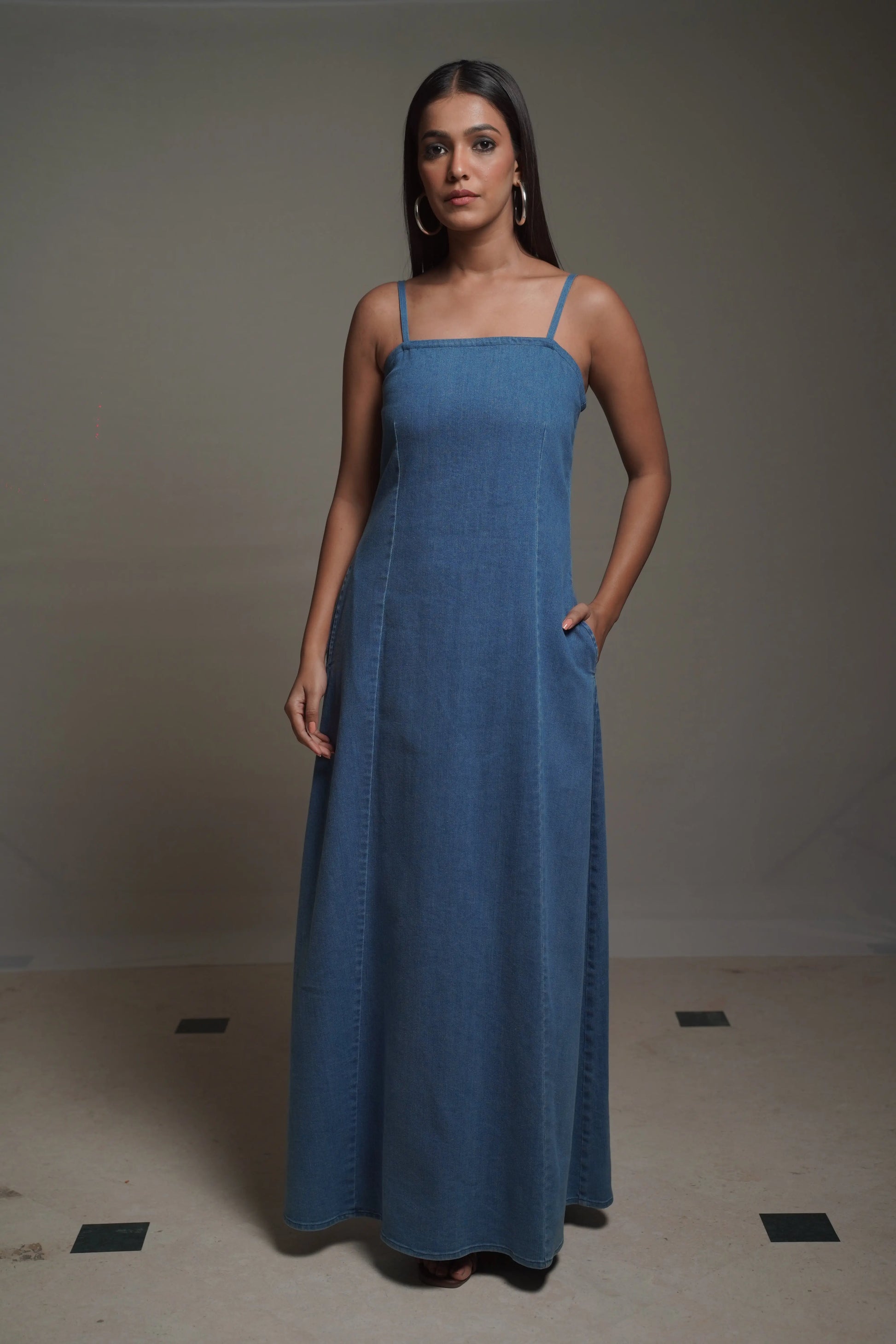 denim maxi dress online india Buy Light Blue Denim Midaxi Dress Online