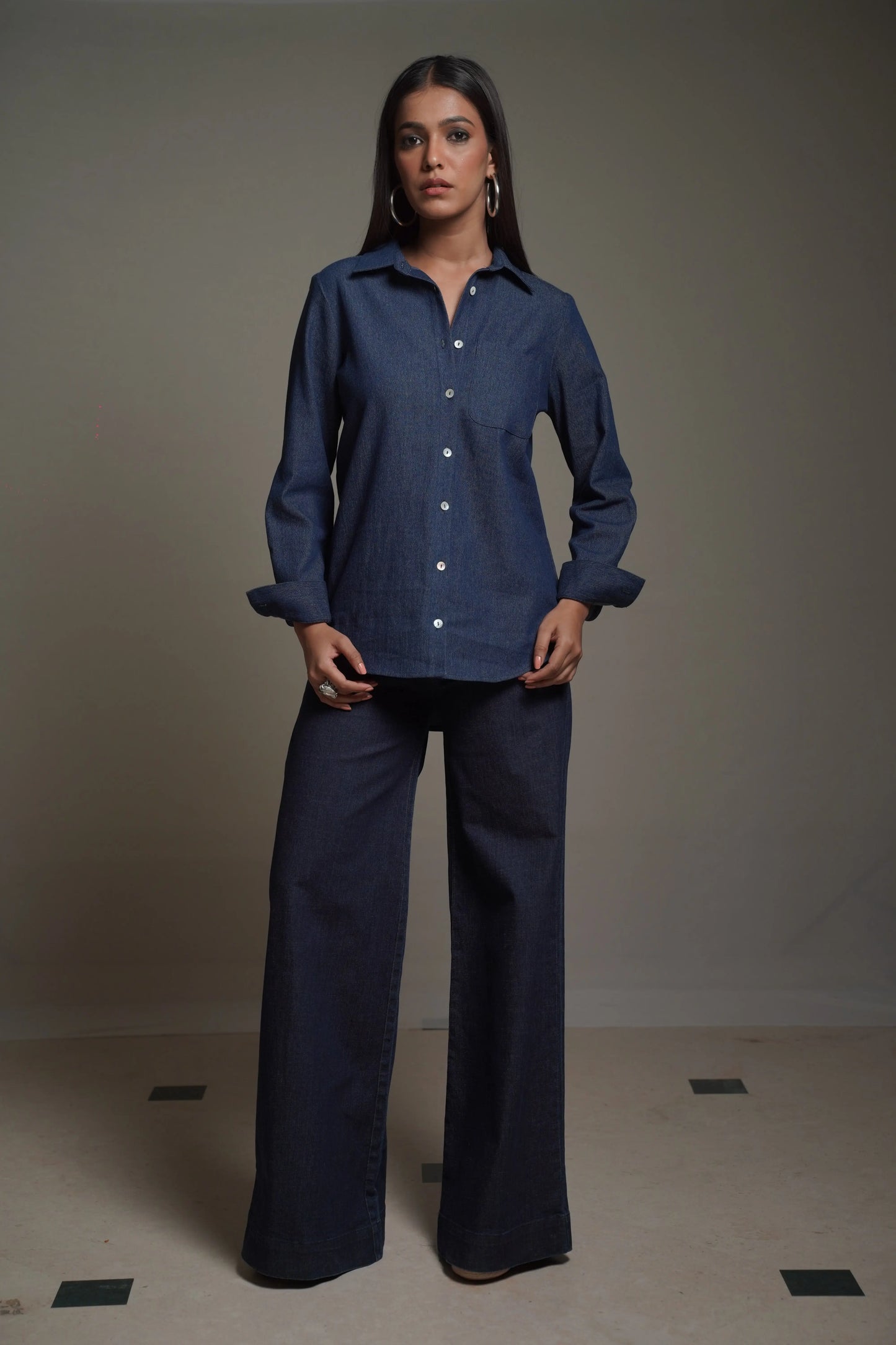 THE CHARLOTTE Dark Denim Shirt Mala Singh