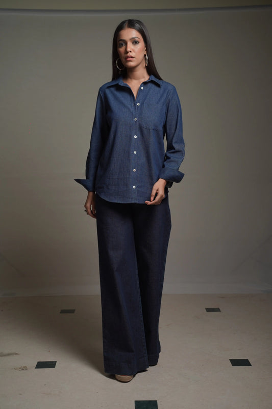 THE CHARLOTTE Dark Denim Shirt Mala Singh