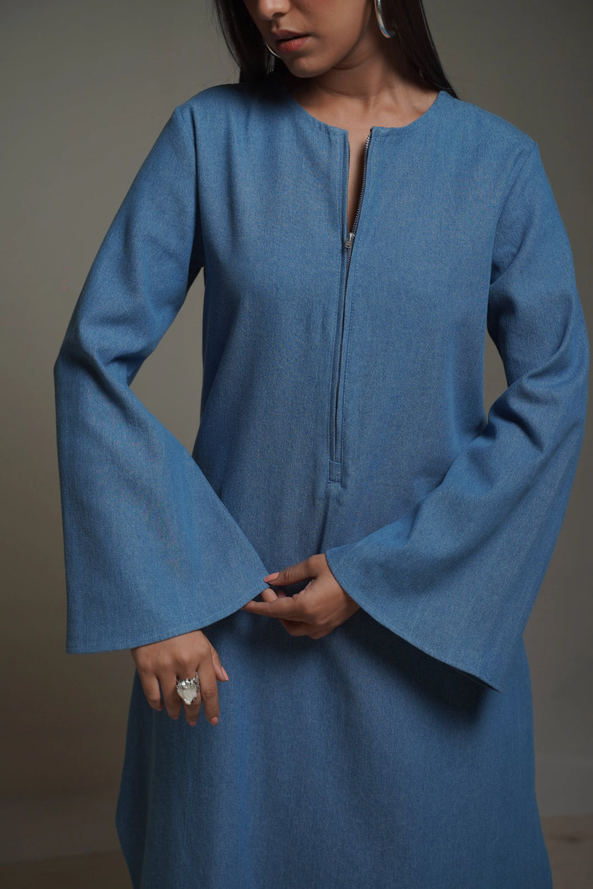 AALYA Medium Blue Denim Co-Ord Set Mala Singh